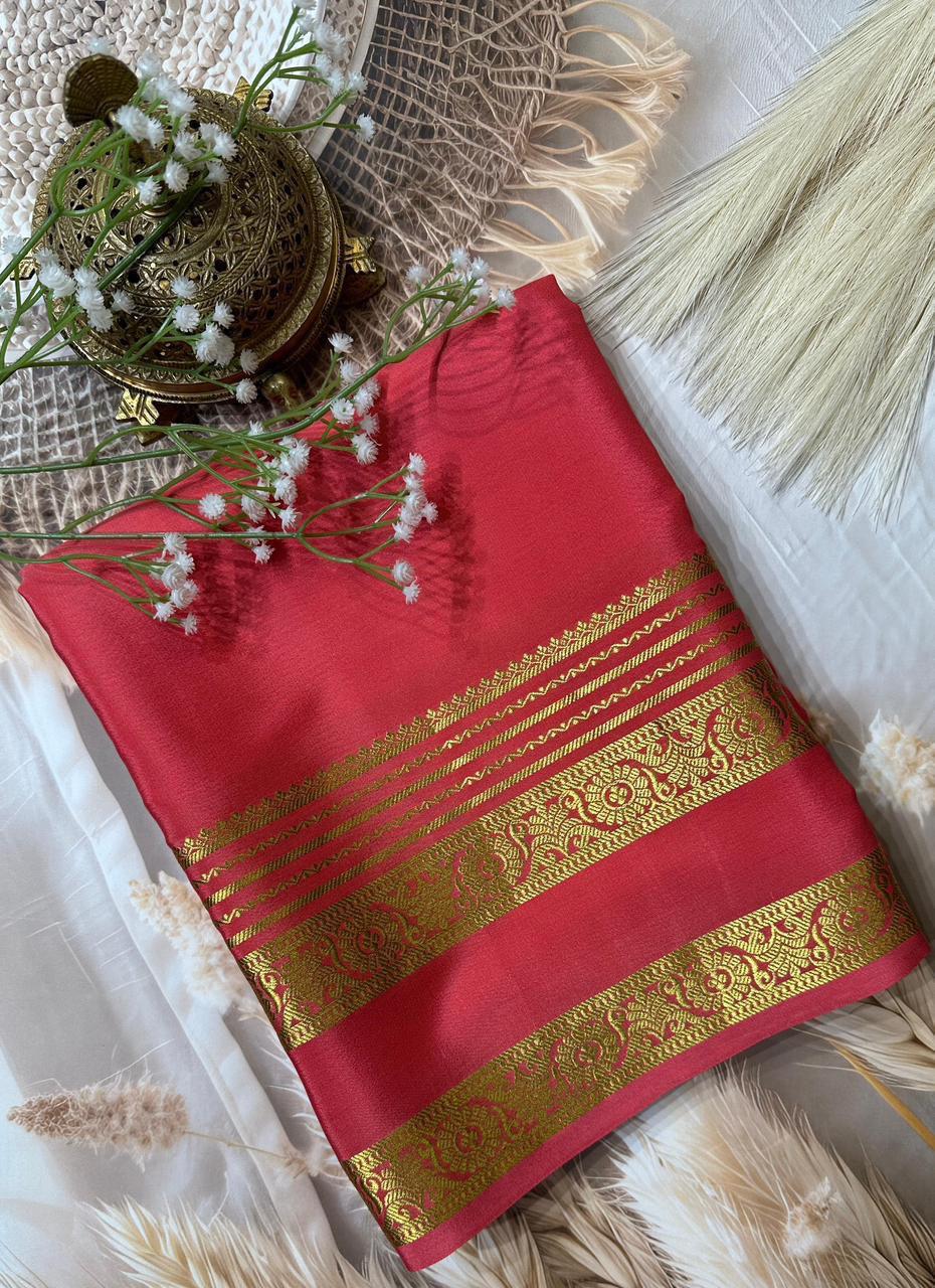 Rich Floral Bentex border with Rich pallu in beautiful solid colours