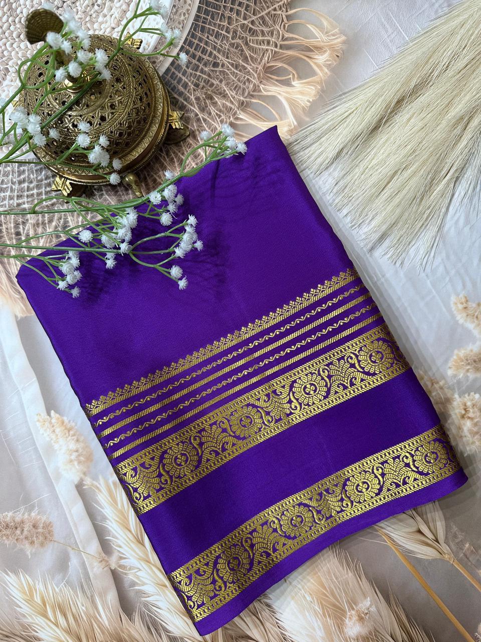 Rich Floral Bentex border with Rich pallu in beautiful solid colours