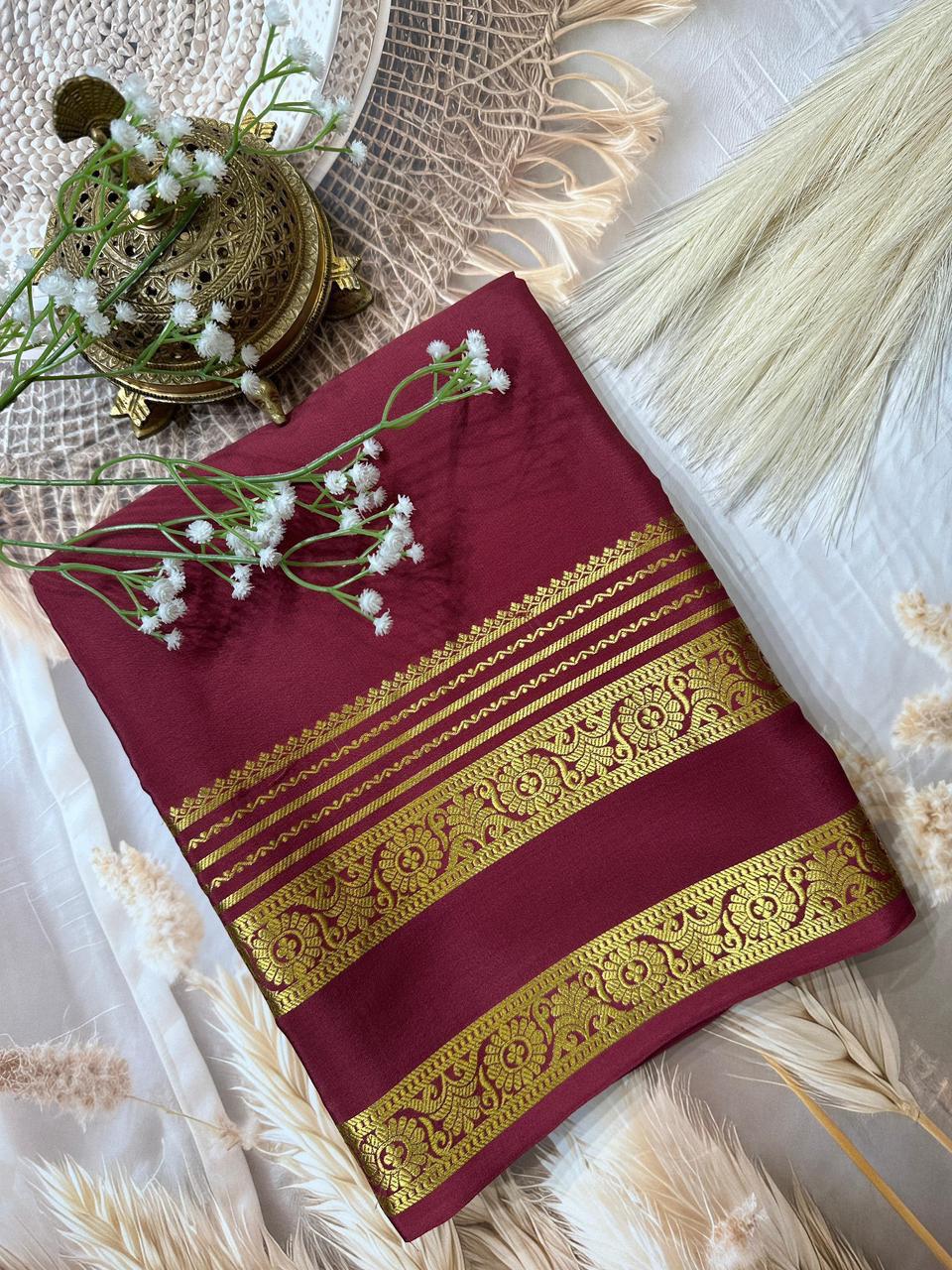 Rich Floral Bentex border with Rich pallu in beautiful solid colours