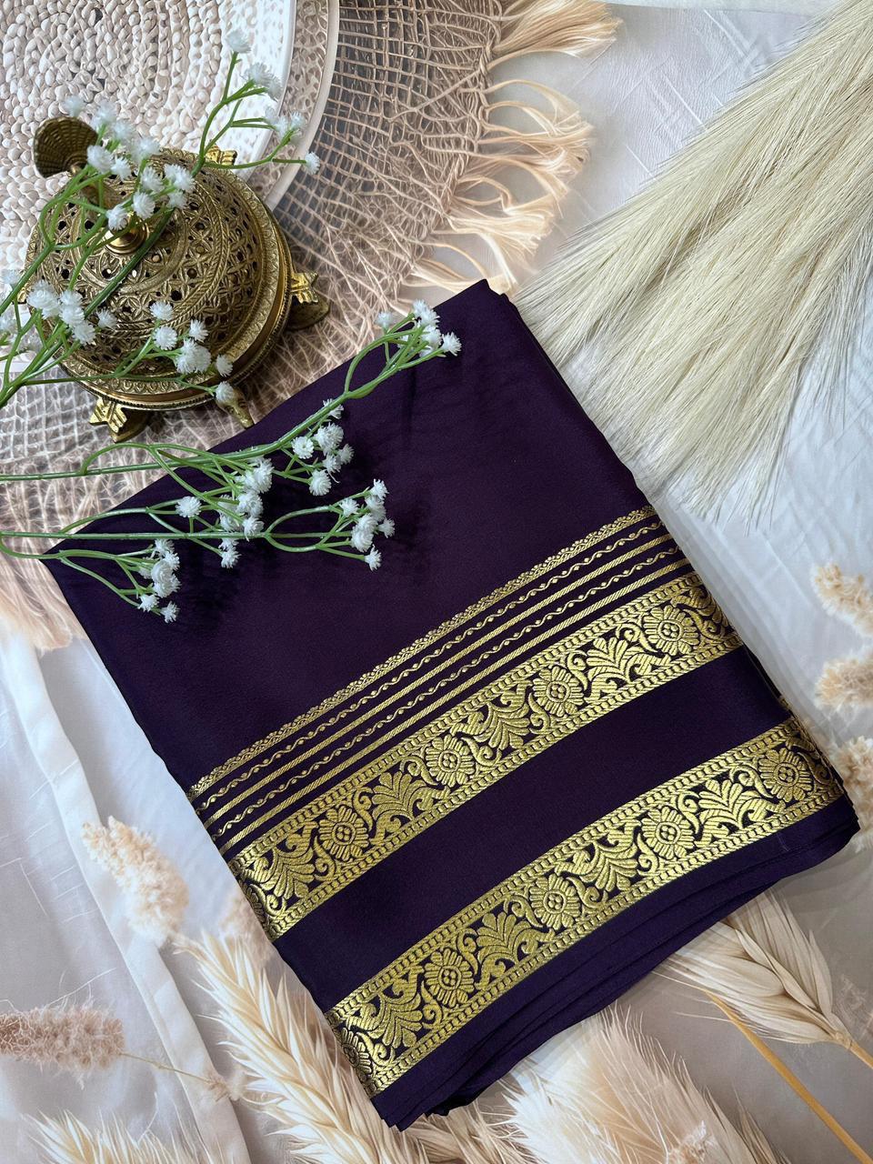 Rich Floral Bentex border with Rich pallu in beautiful solid colours