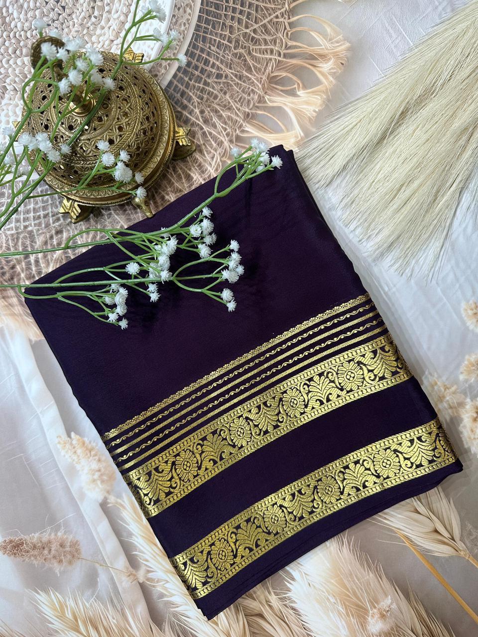 Rich Floral Bentex border with Rich pallu in beautiful solid