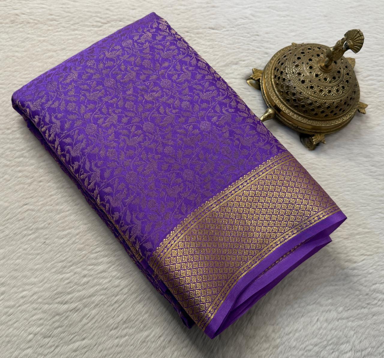 Brocade Semi Silk Saree with Rich Pallu – Peacock Zari Design (120 GSM)