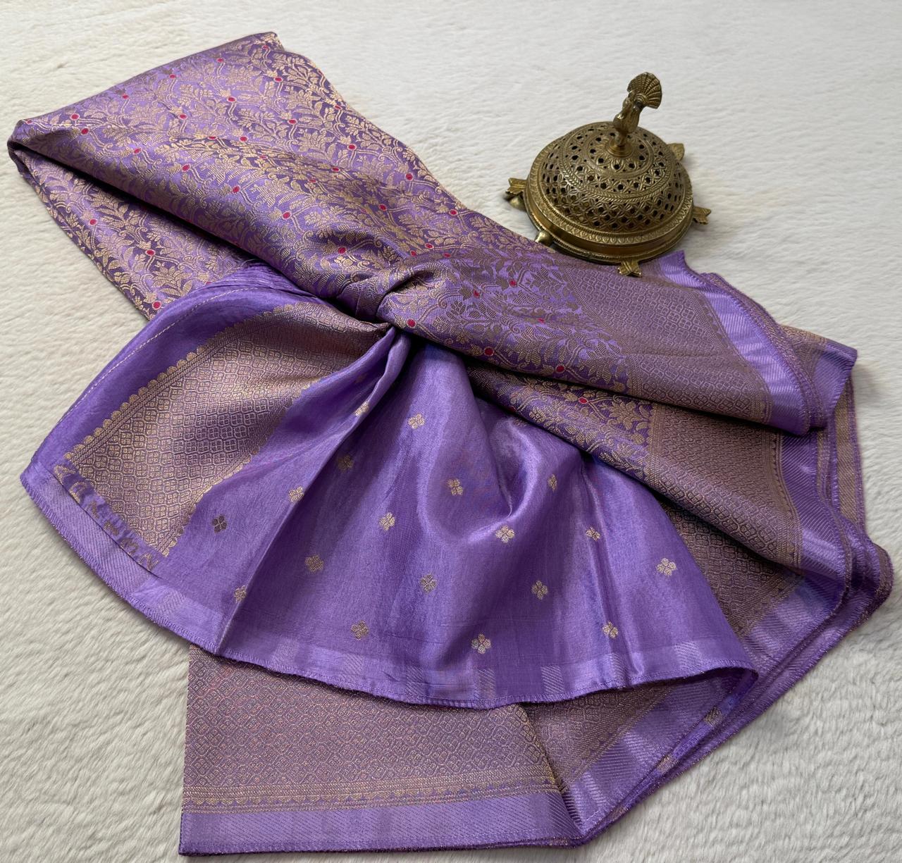 Soft Brocade Silk Saree with Meenakari Zari Weaving – Rich Pallu & Butta Blouse