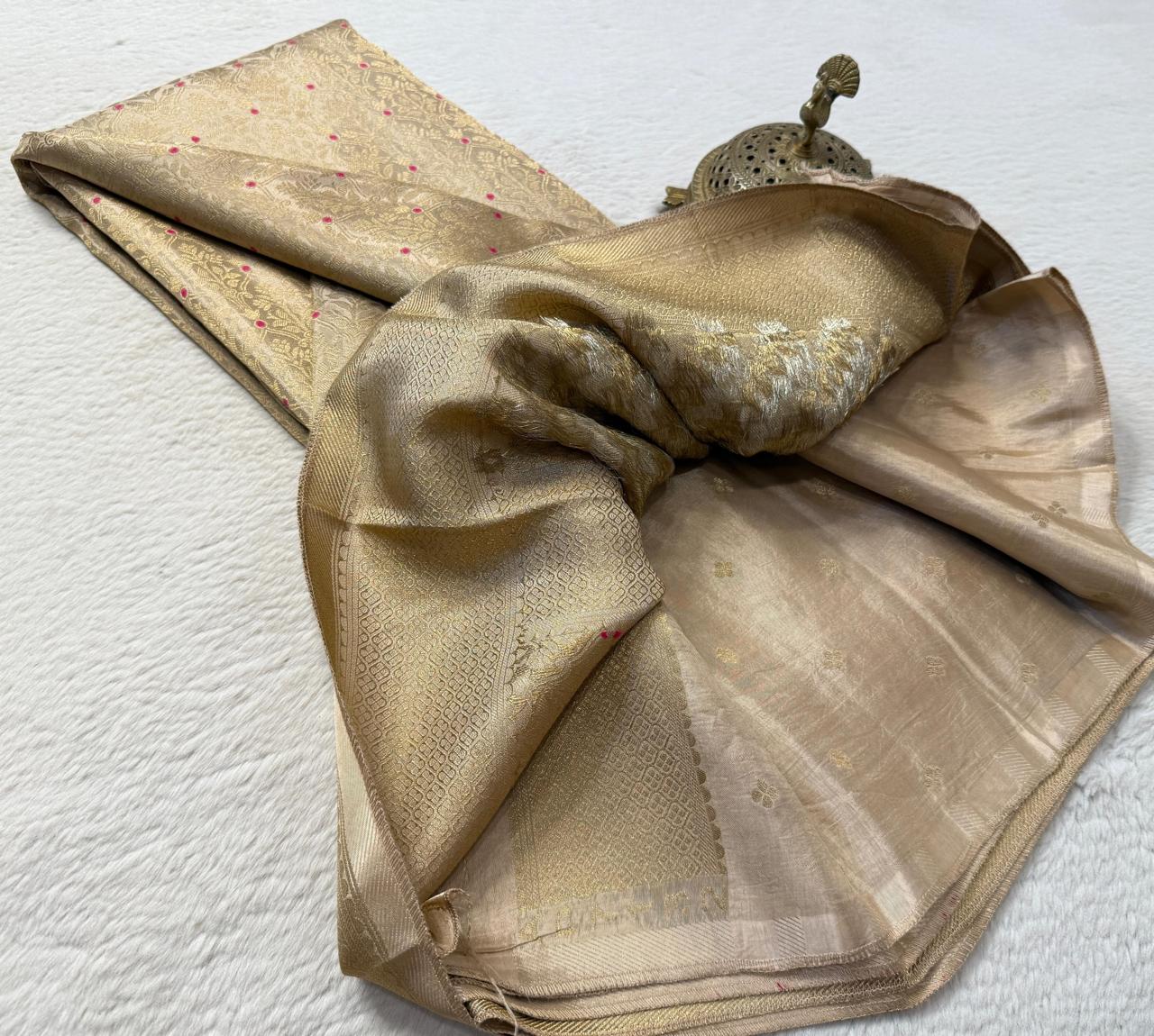 Soft Brocade Silk Saree with Meenakari Zari Weaving – Rich Pallu & Butta Blouse