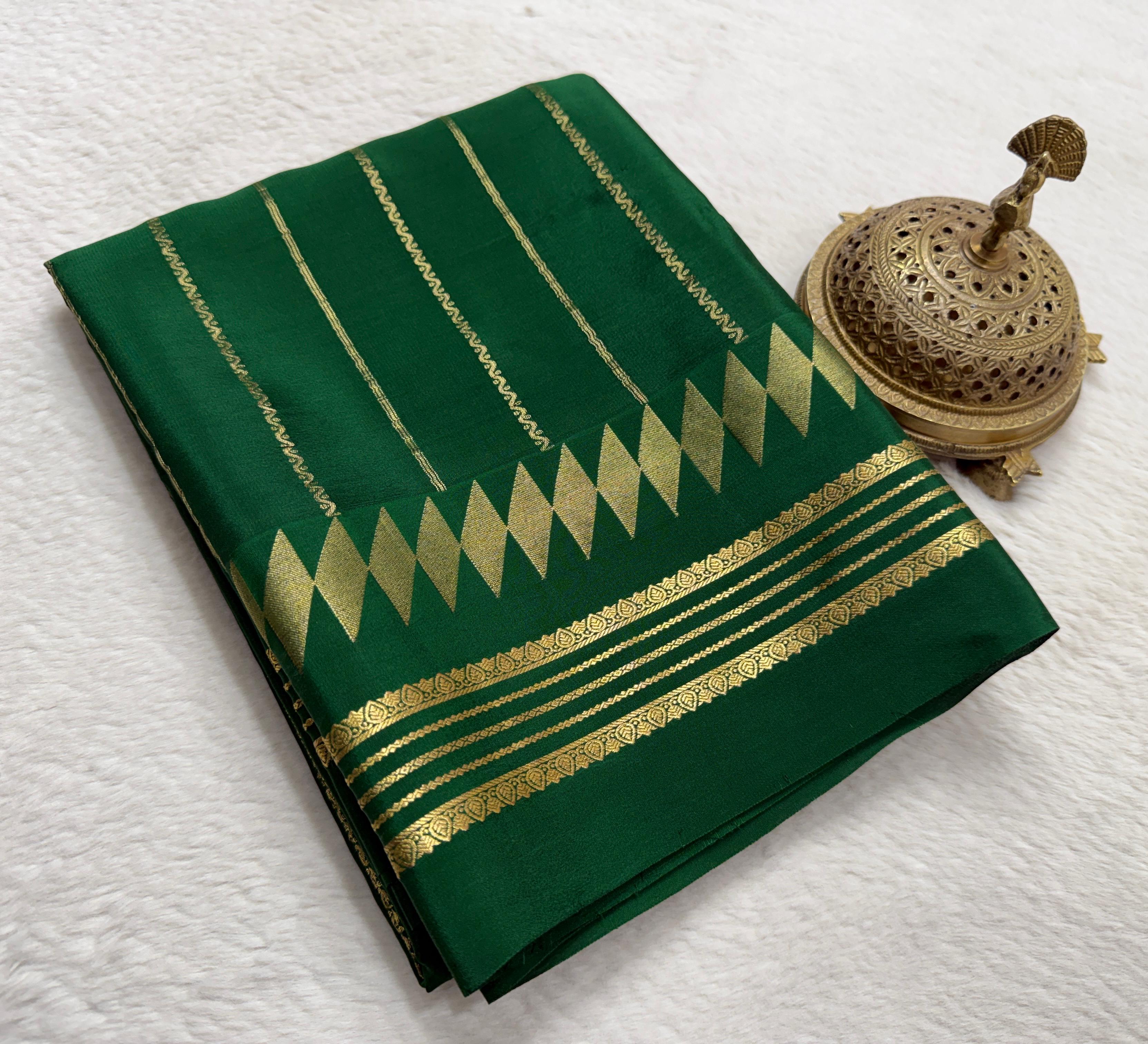 Pure Soft Silk Saree | Vertical Stripe Design with Bentex Border & Zari Weaving | Rich Pallu | 120 GSM | Women's Traditional Wear