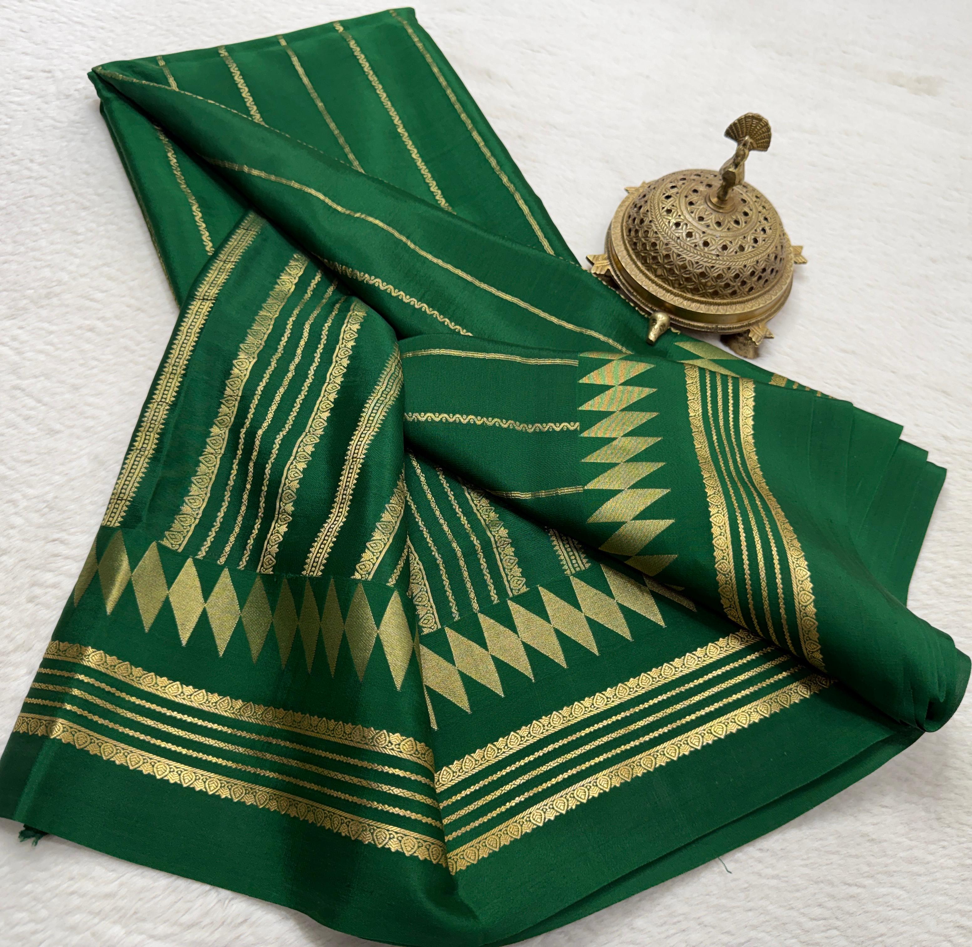 Pure Soft Silk Saree | Vertical Stripe Design with Bentex Border & Zari Weaving | Rich Pallu | 120 GSM | Women's Traditional Wear