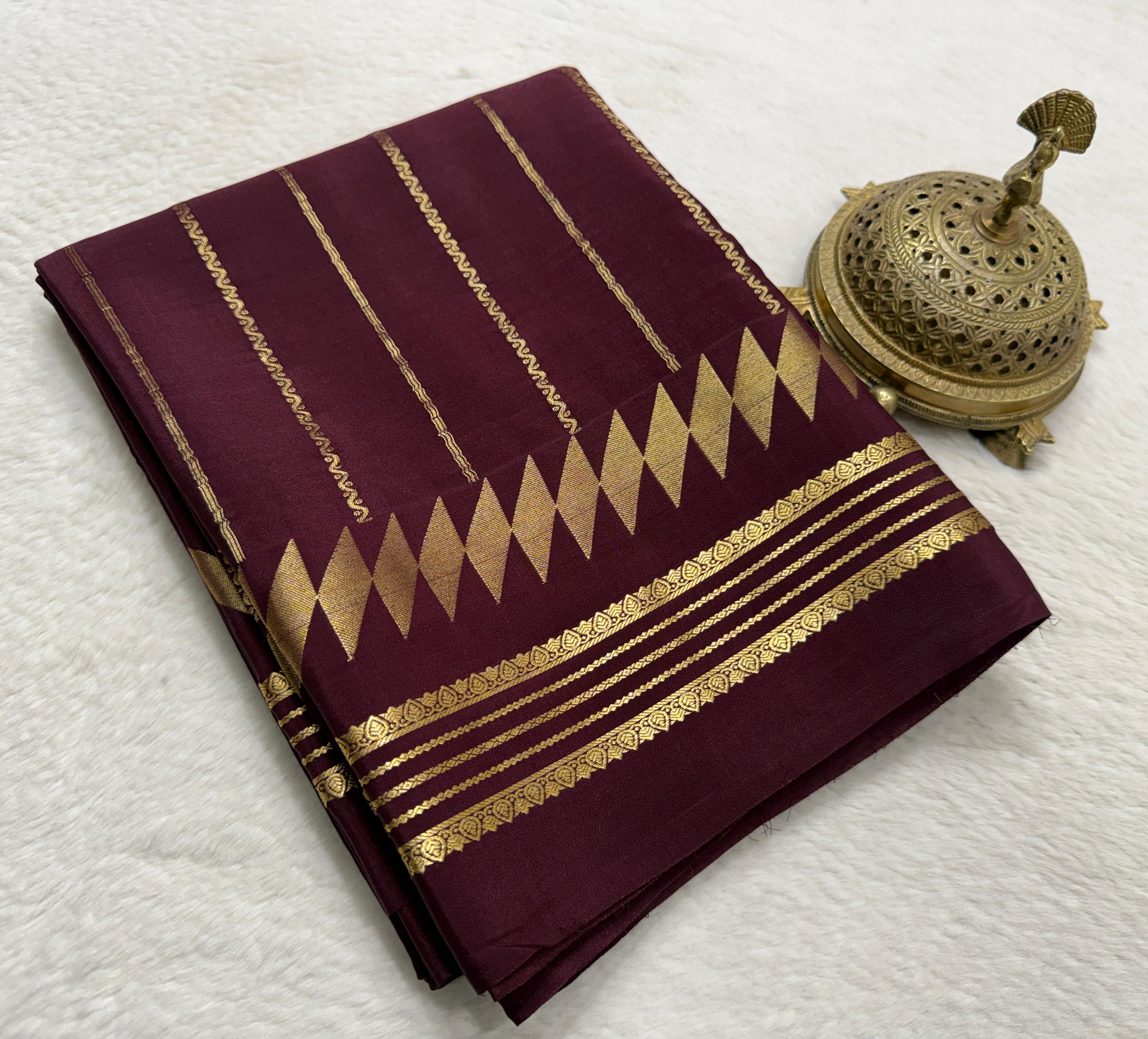 Pure Soft Silk Saree | Vertical Stripe Design with Bentex Border & Zari Weaving | Rich Pallu | 120 GSM | Women's Traditional Wear
