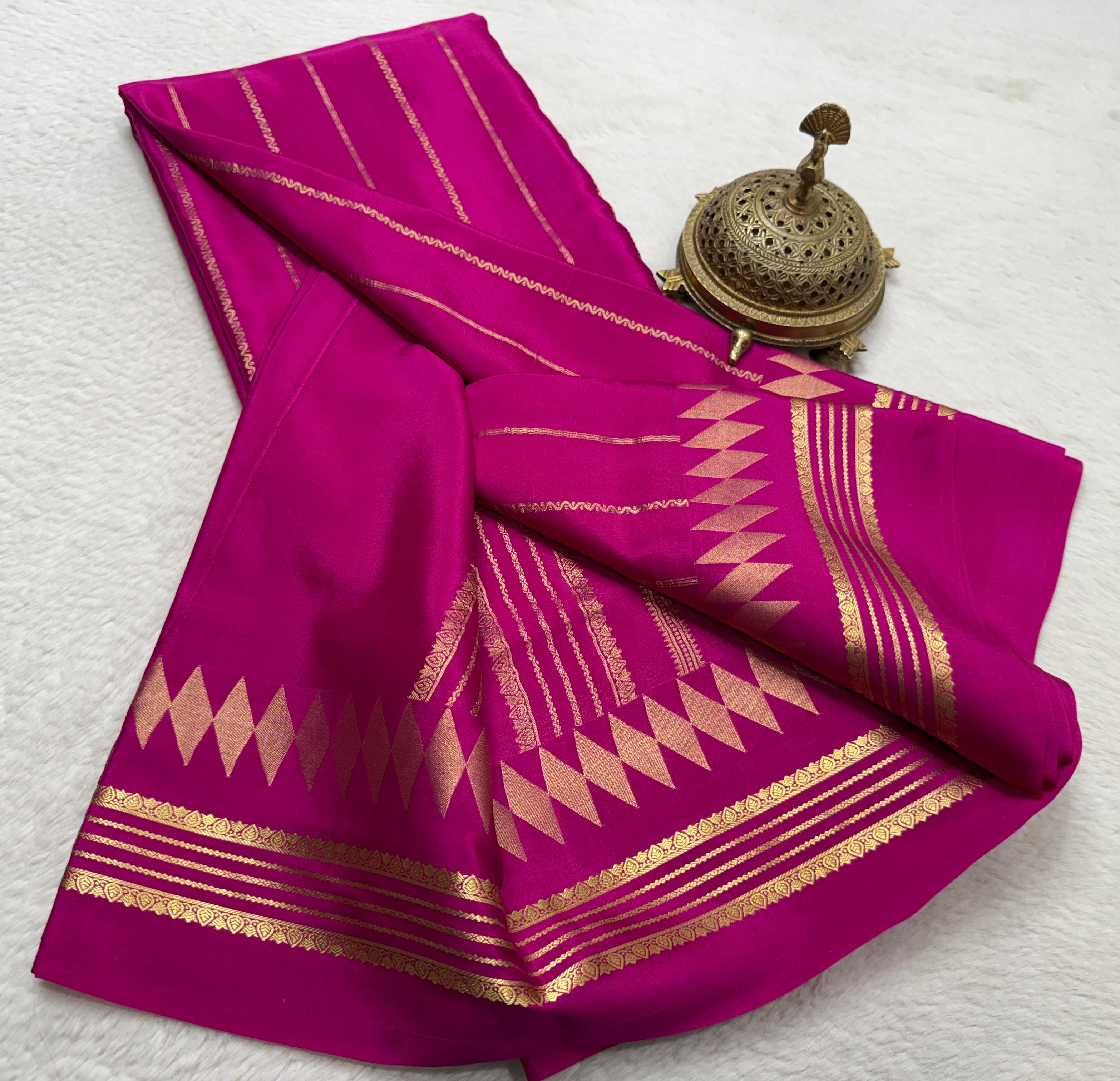 Pure Soft Silk Saree | Vertical Stripe Design with Bentex Border & Zari Weaving | Rich Pallu | 120 GSM | Women's Traditional Wear