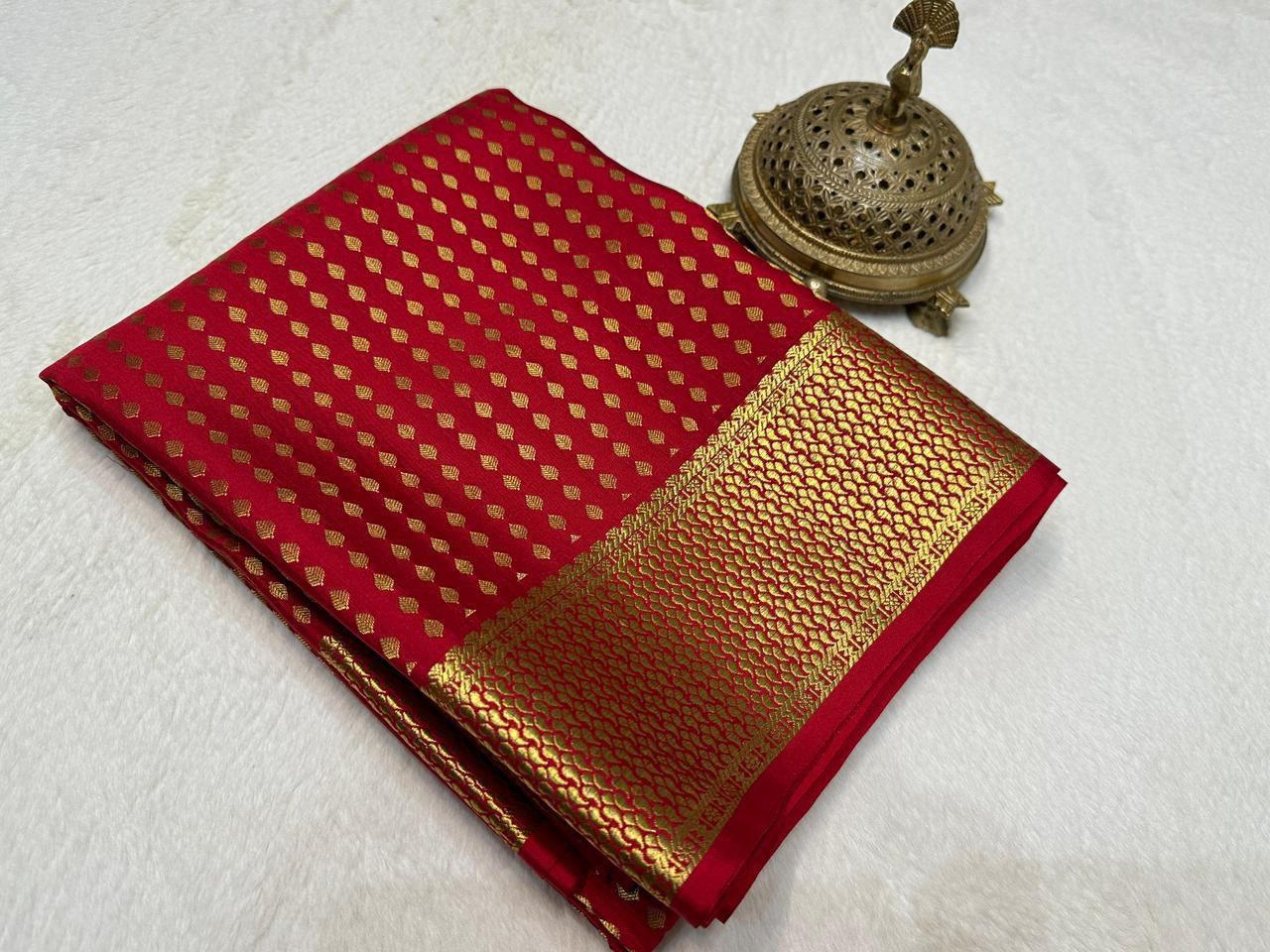 Soft Silk Saree 120 GSM Bridal Collection – Rich Butta Leaf Design with Zari Border & Pallu | Premium Wedding Wear Saree for Women