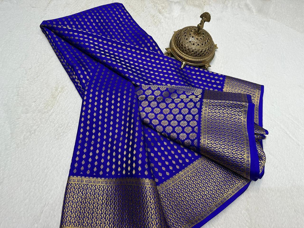 Soft Silk Saree 120 GSM Bridal Collection – Rich Butta Leaf Design with Zari Border & Pallu | Premium Wedding Wear Saree for Women