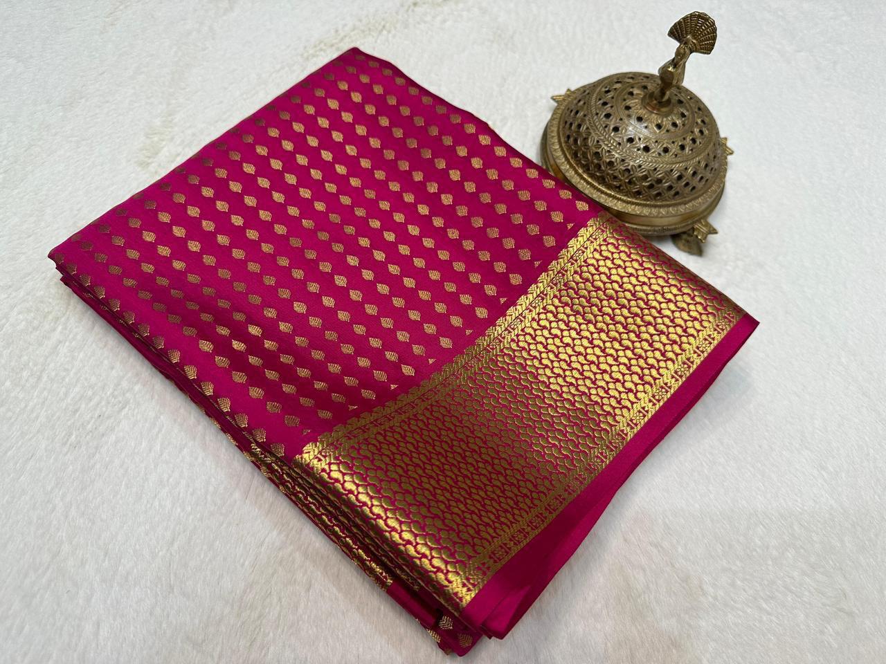 Soft Silk Saree 120 GSM Bridal Collection – Rich Butta Leaf Design with Zari Border & Pallu | Premium Wedding Wear Saree for Women
