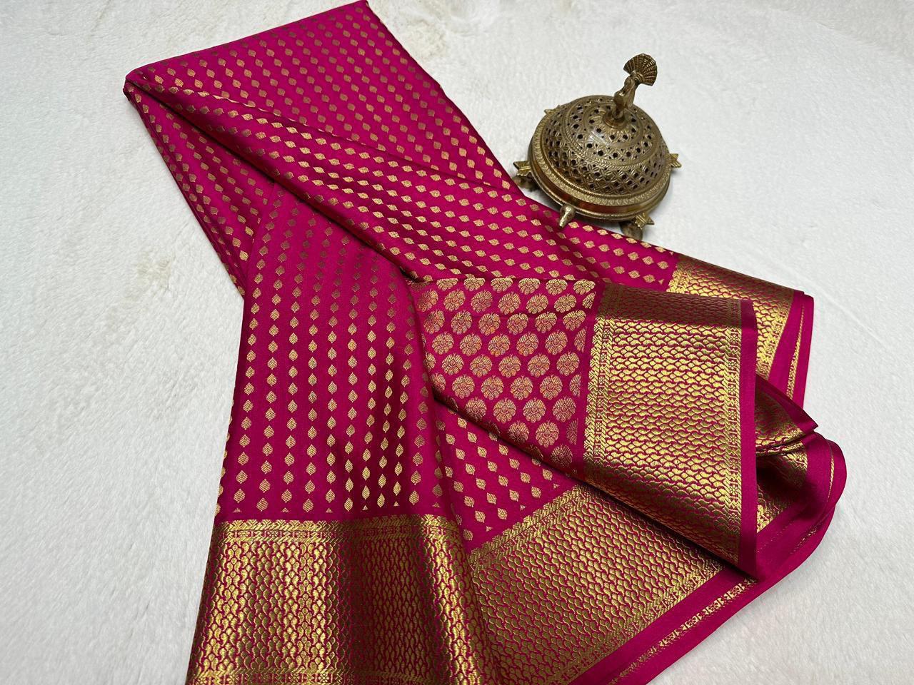 Soft Silk Saree 120 GSM Bridal Collection – Rich Butta Leaf Design with Zari Border & Pallu | Premium Wedding Wear Saree for Women