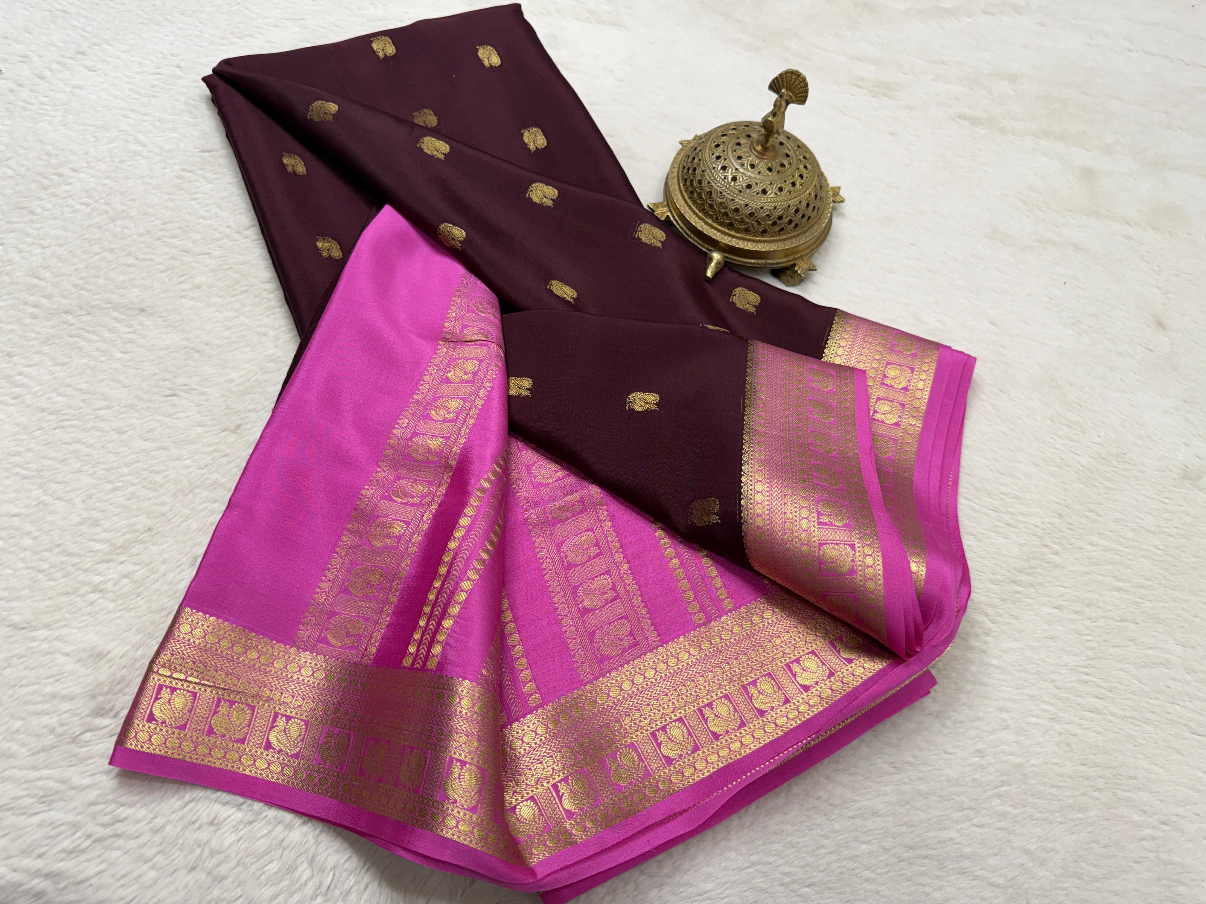 Semi Crepe Silk Saree with Peacock Motifs | 120 GSM Premium Designer Saree | Contrast Border & Pallu | Festive & Wedding Wear
