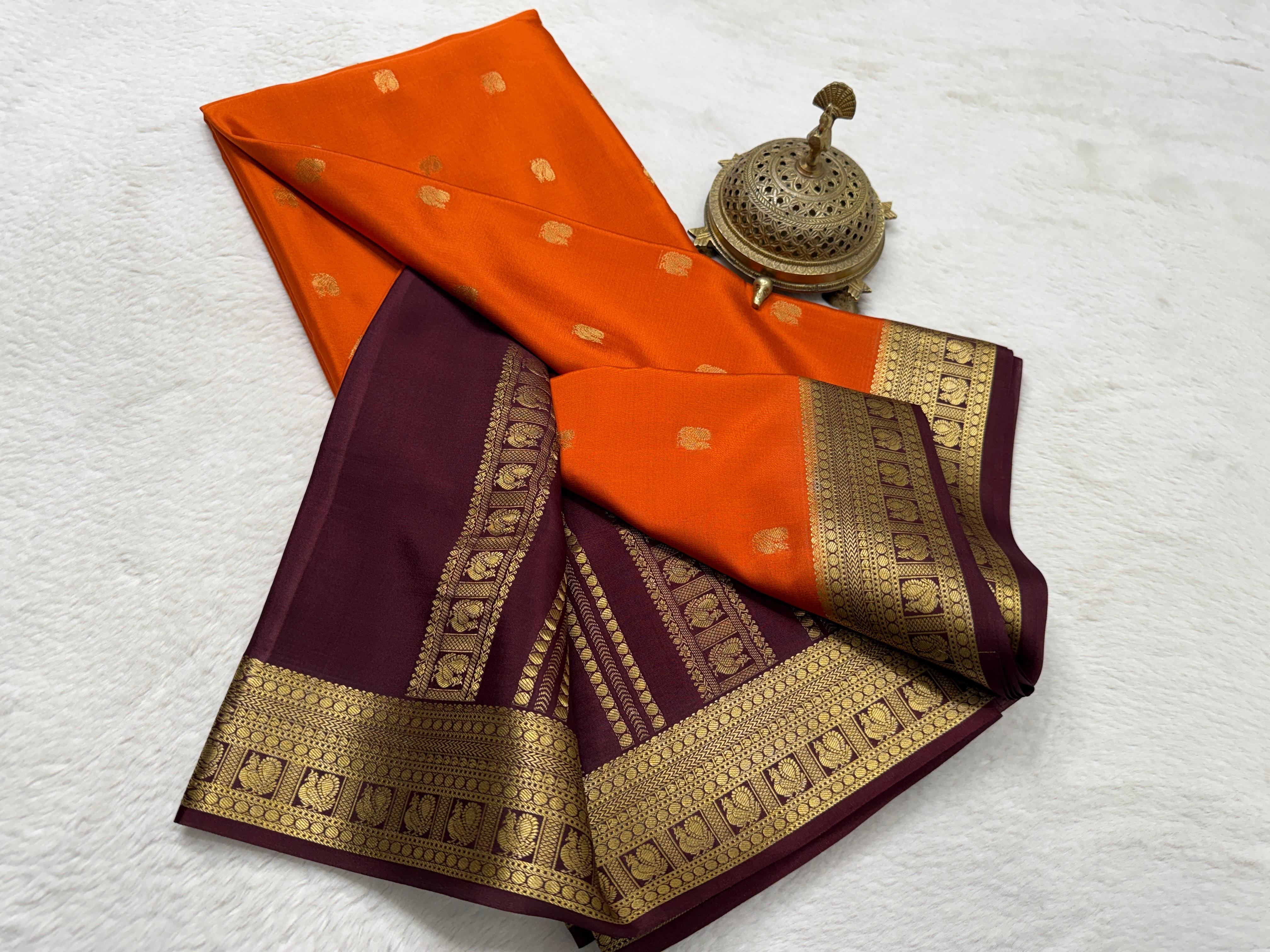 Semi Crepe Silk Saree with Peacock Motifs | 120 GSM Premium Designer Saree | Contrast Border & Pallu | Festive & Wedding Wear