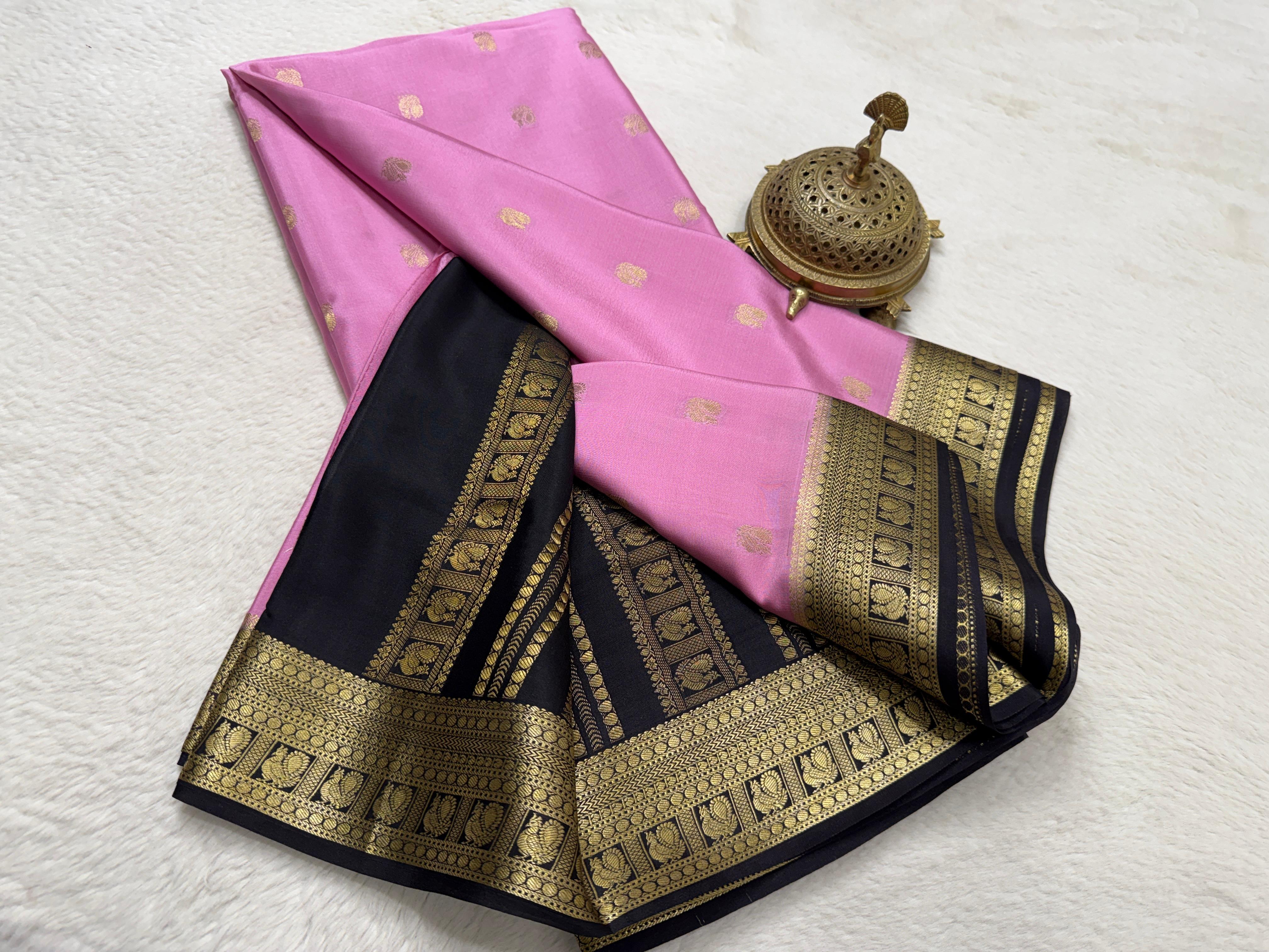 Semi Crepe Silk Saree with Peacock Motifs | 120 GSM Premium Designer Saree | Contrast Border & Pallu | Festive & Wedding Wear