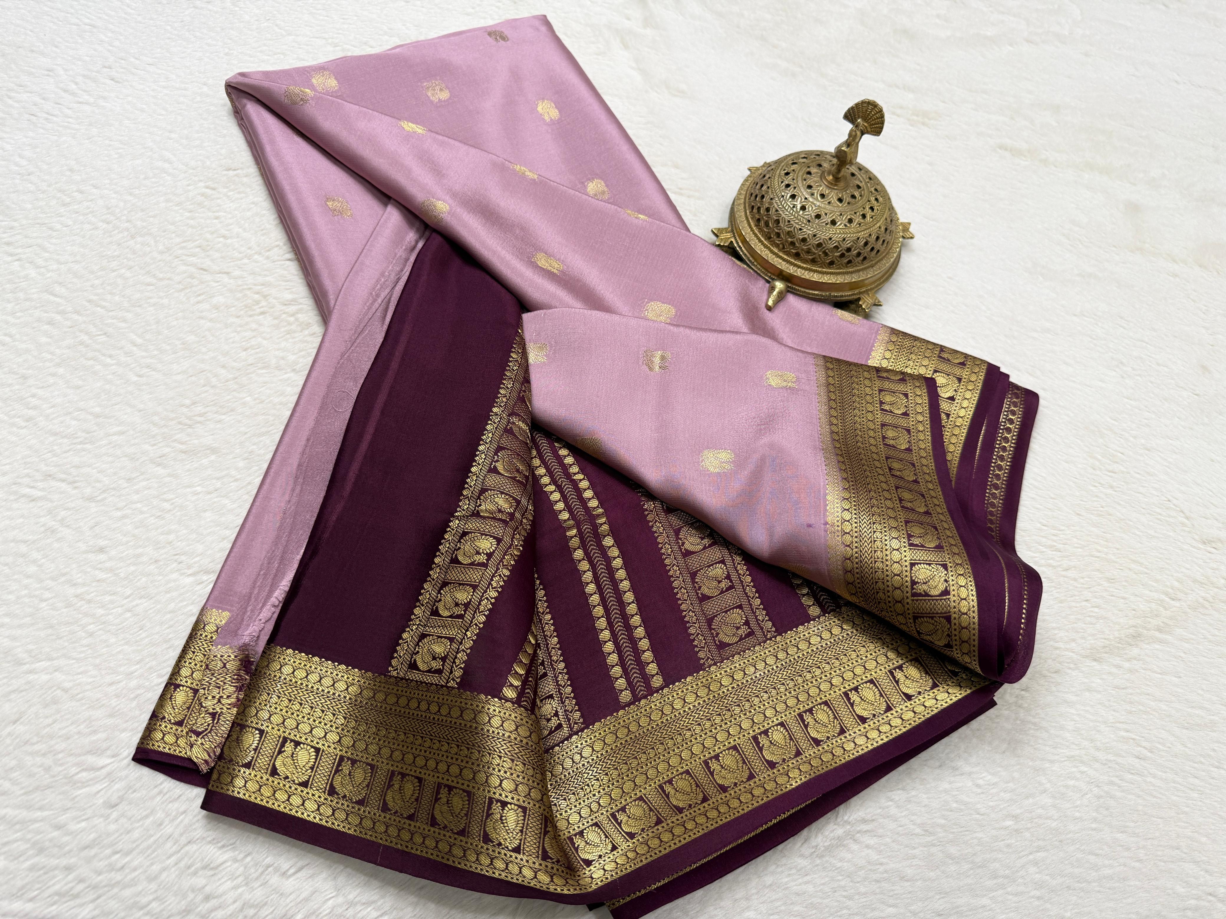 Semi Crepe Silk Saree with Peacock Motifs | 120 GSM Premium Designer Saree | Contrast Border & Pallu | Festive & Wedding Wear