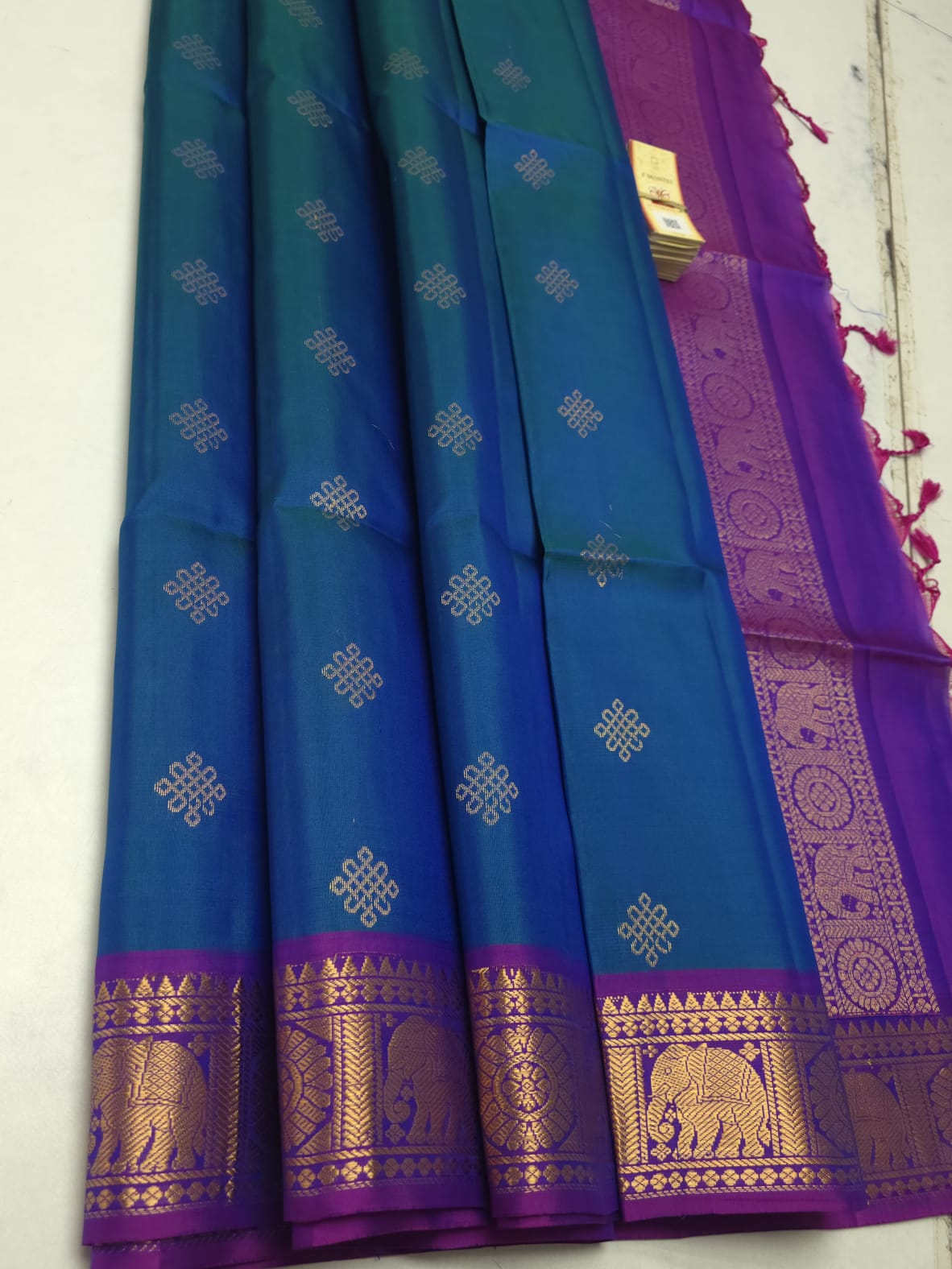 Kanjivaram Soft Silk Saree with Gold Zari Buttas, Jacquard Border Kanchipuram Saree, Traditional South Indian Silk Saree for Wedding & Festive Wear