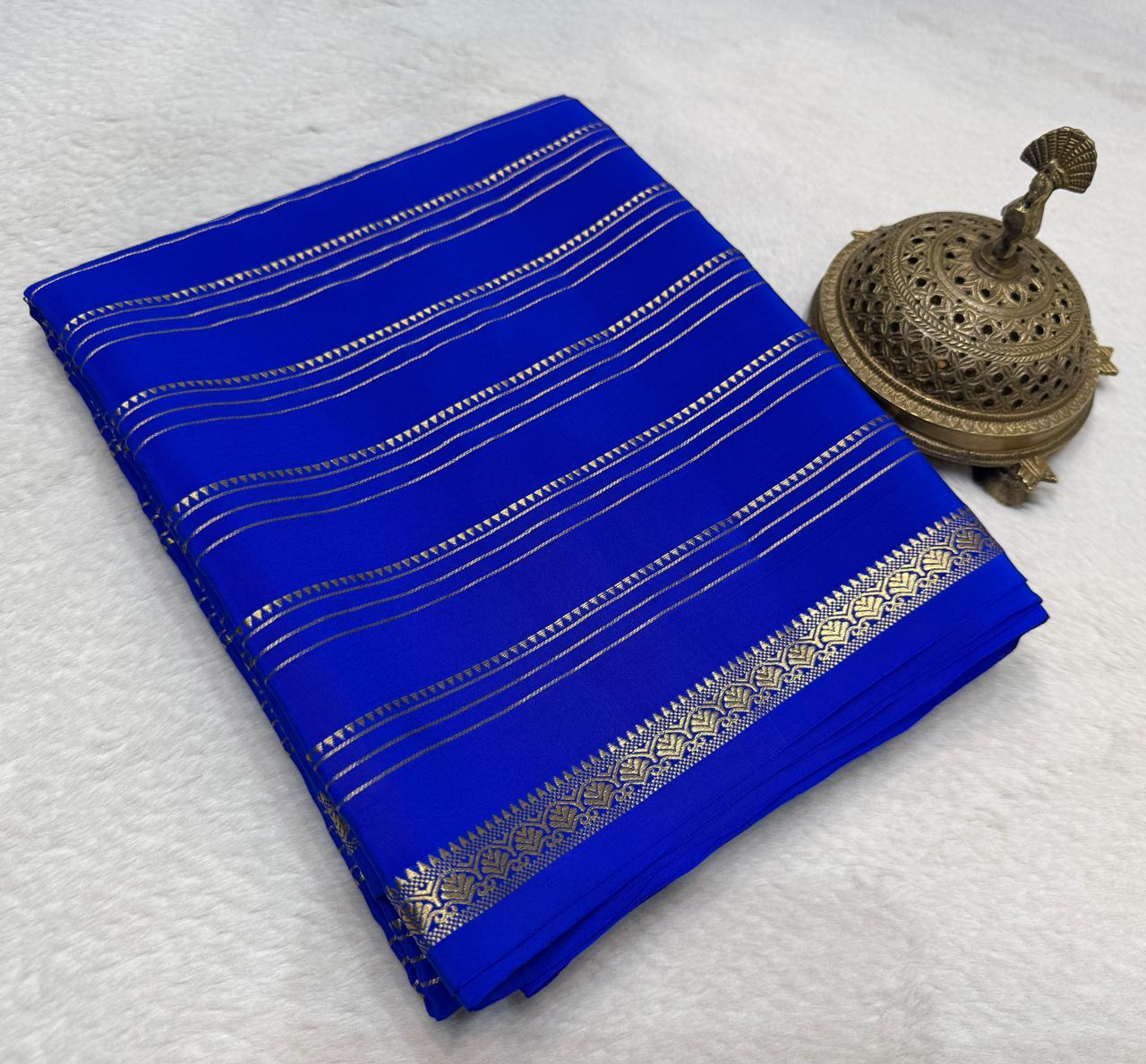 Elegant Crepe Silk Saree with Multi Stripe Pattern & Traditional Patta Pallu