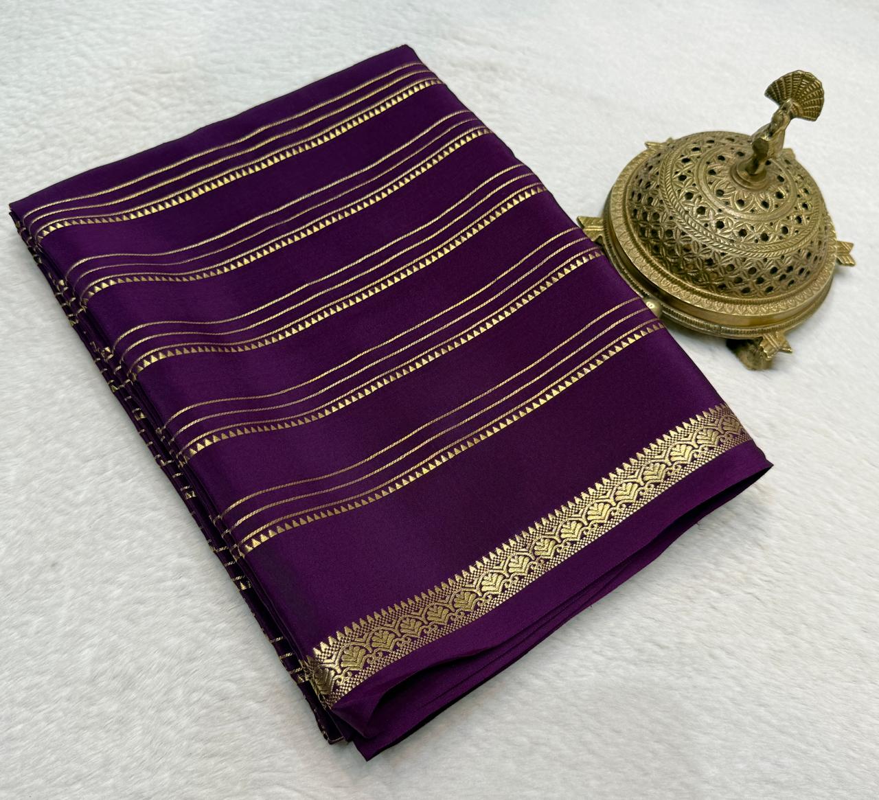 Elegant Crepe Silk Saree with Multi Stripe Pattern & Traditional Patta Pallu