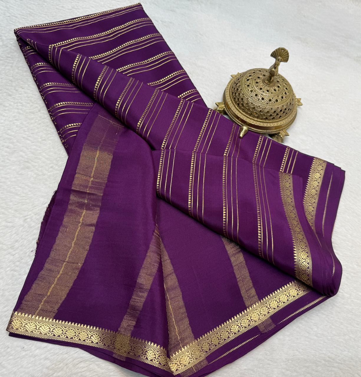 Elegant Crepe Silk Saree with Multi Stripe Pattern & Traditional Patta Pallu