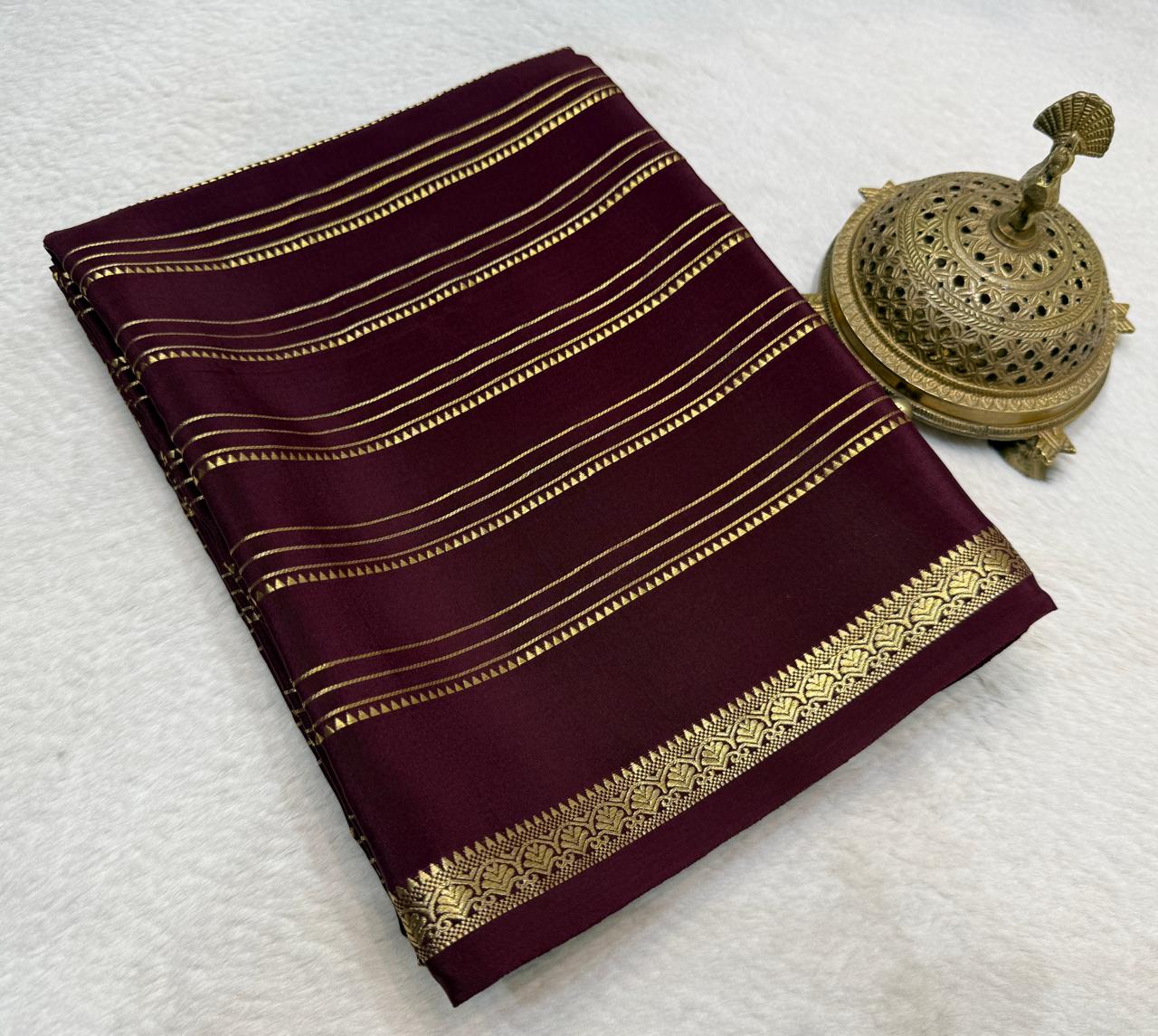 Elegant Crepe Silk Saree with Multi Stripe Pattern & Traditional Patta Pallu