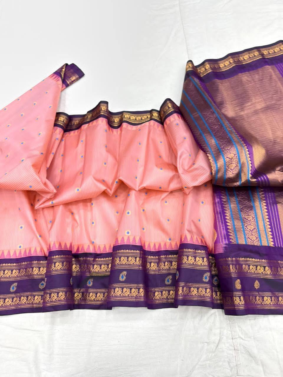Premium Gadwal Silk Saree with Rich Gold Zari Woven Pallu