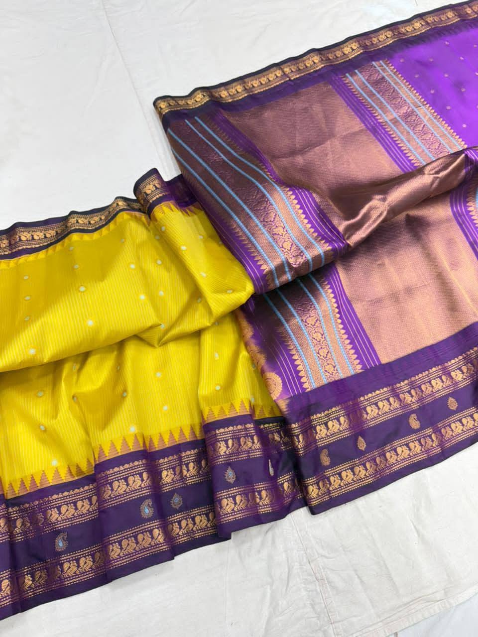 Premium Gadwal Silk Saree with Rich Gold Zari Woven Pallu