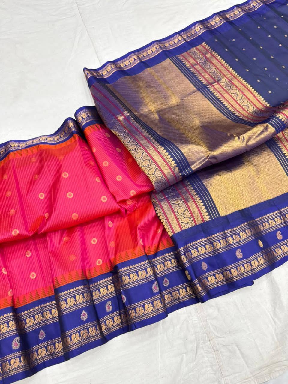 Premium Gadwal Silk Saree with Rich Gold Zari Woven Pallu