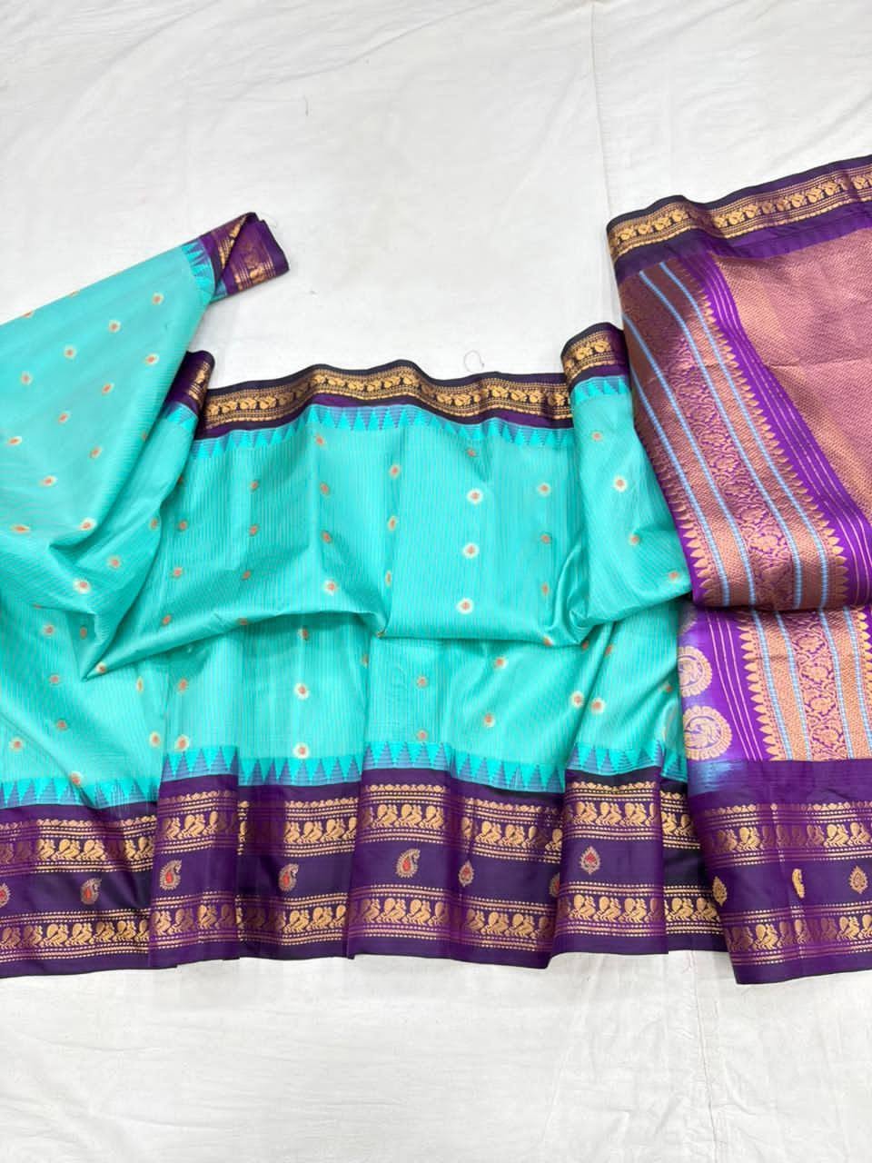 Premium Gadwal Silk Saree with Rich Gold Zari Woven Pallu