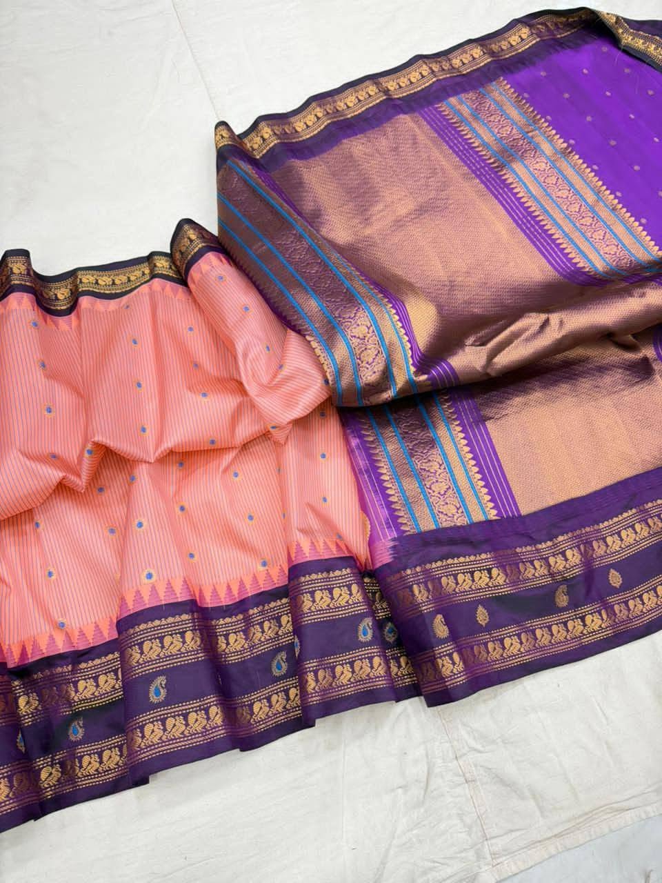 Premium Gadwal Silk Saree with Rich Gold Zari Woven Pallu