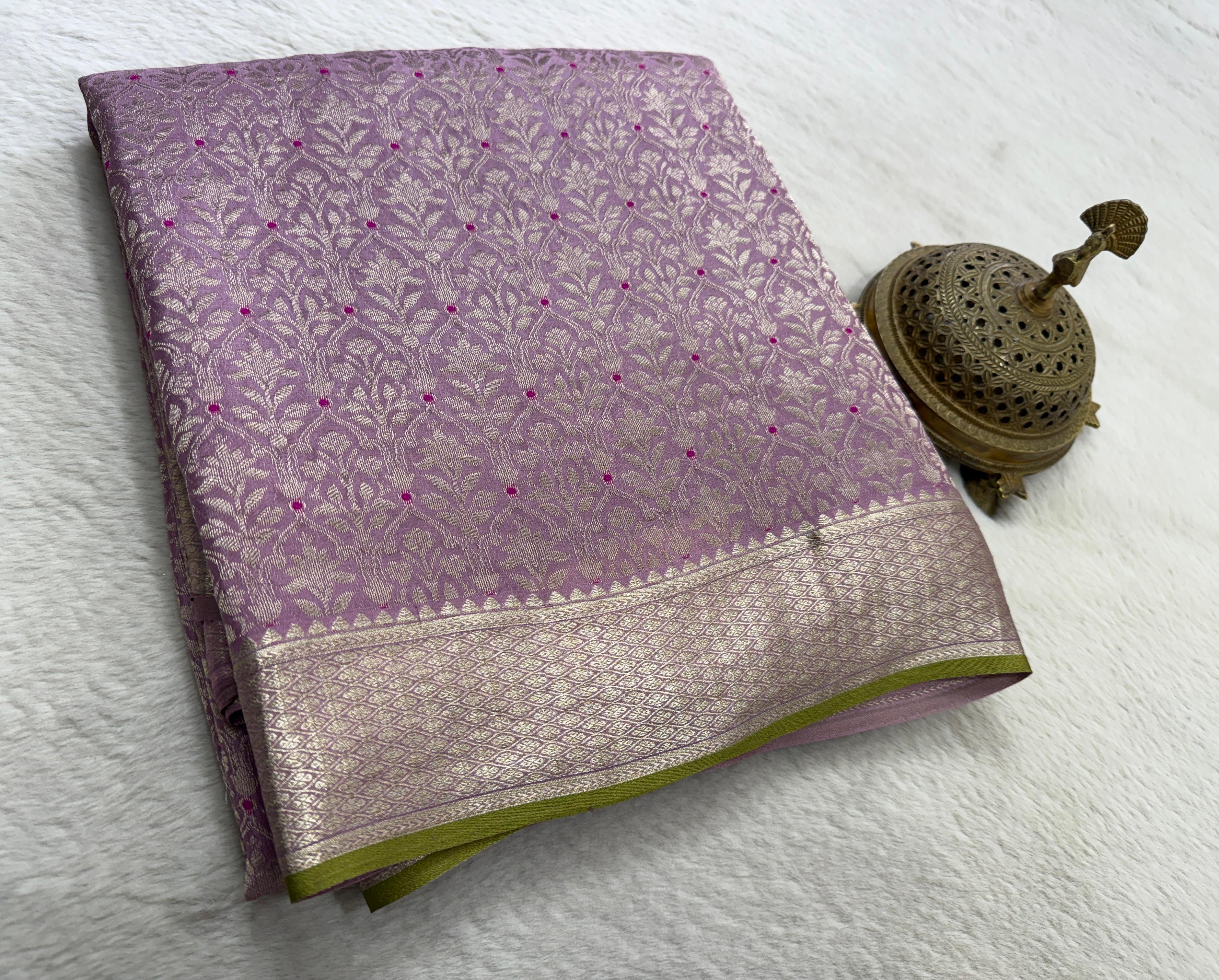 Regal Brocade Mysore Silk Saree | Silk Mark Certified Floral Zari Weaving | Rich Pallu | Premium Wedding & Festive Saree