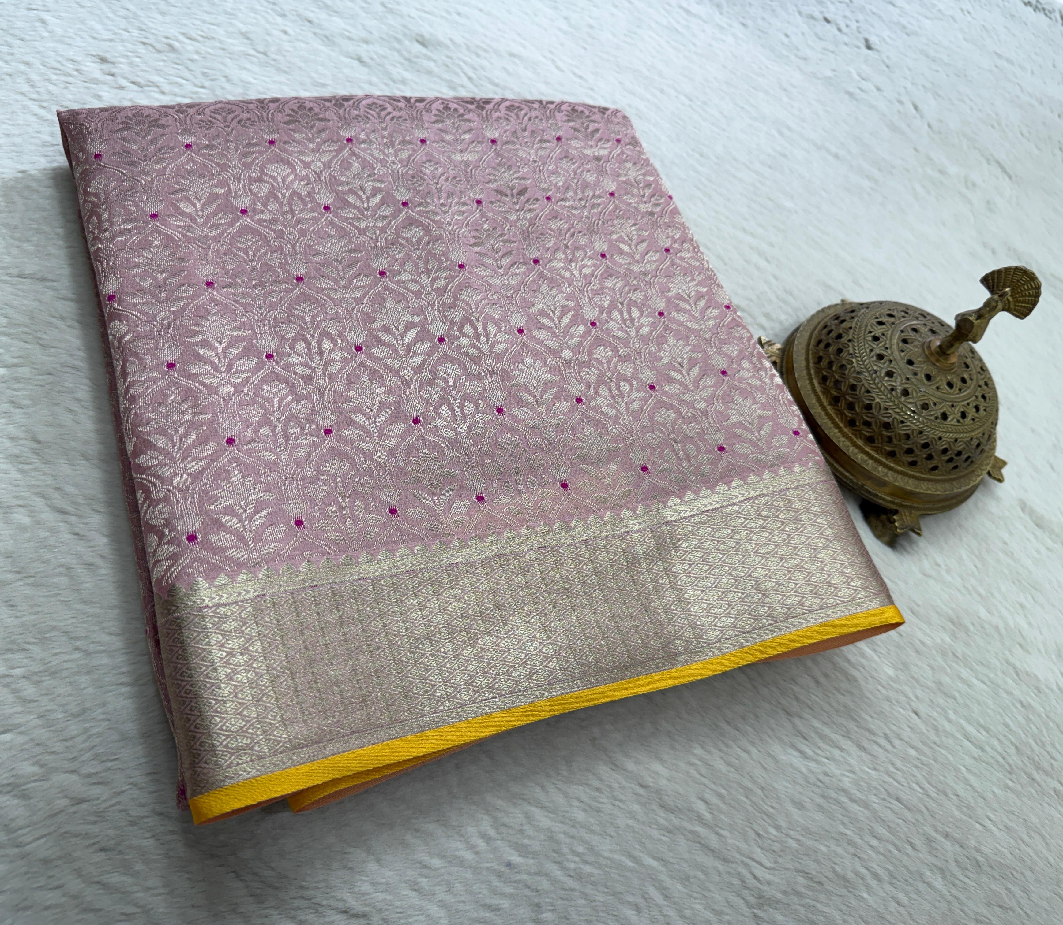 Regal Brocade Mysore Silk Saree | Silk Mark Certified Floral Zari Weaving | Rich Pallu | Premium Wedding & Festive Saree