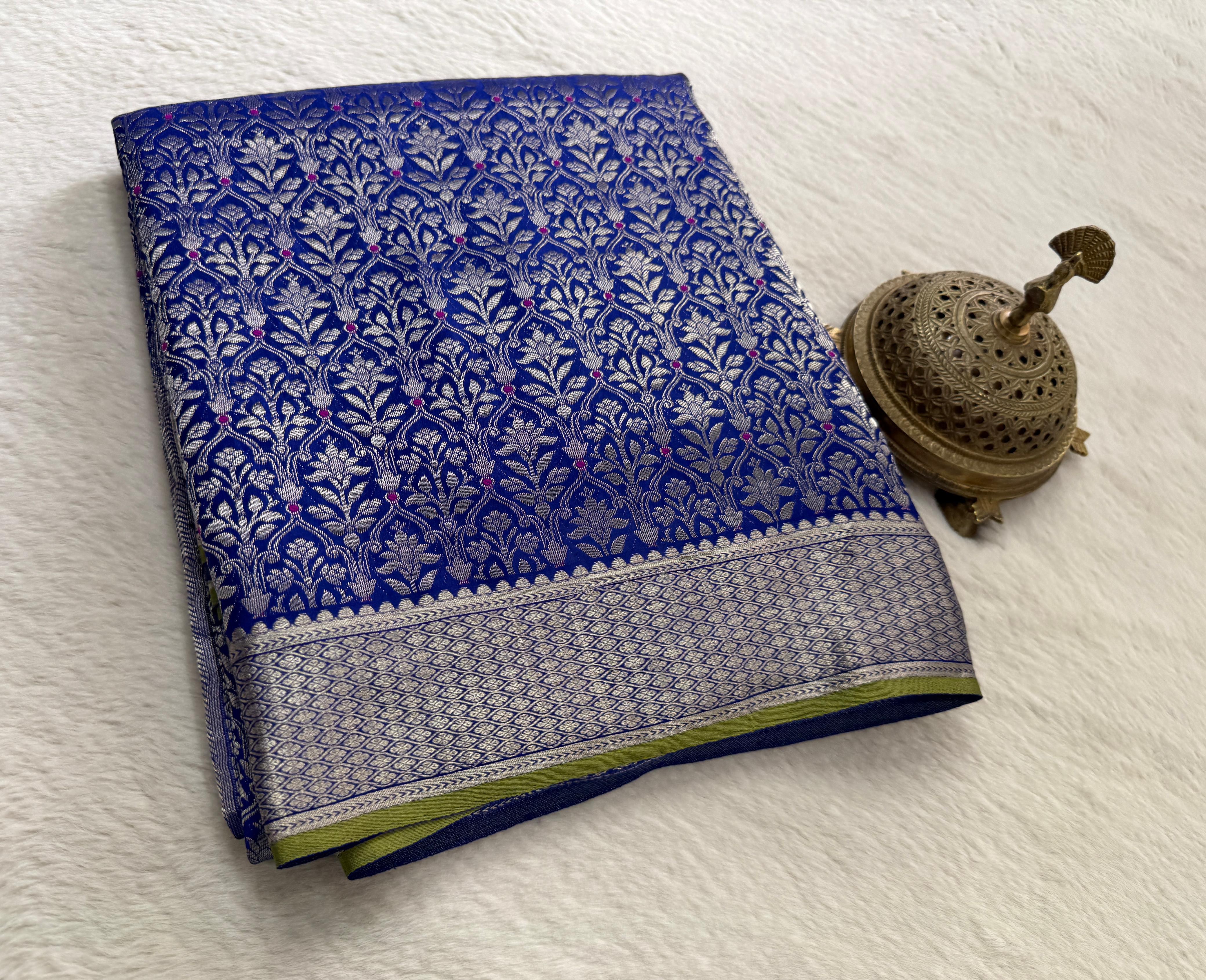 Regal Brocade Mysore Silk Saree | Silk Mark Certified Floral Zari Weaving | Rich Pallu | Premium Wedding & Festive Saree