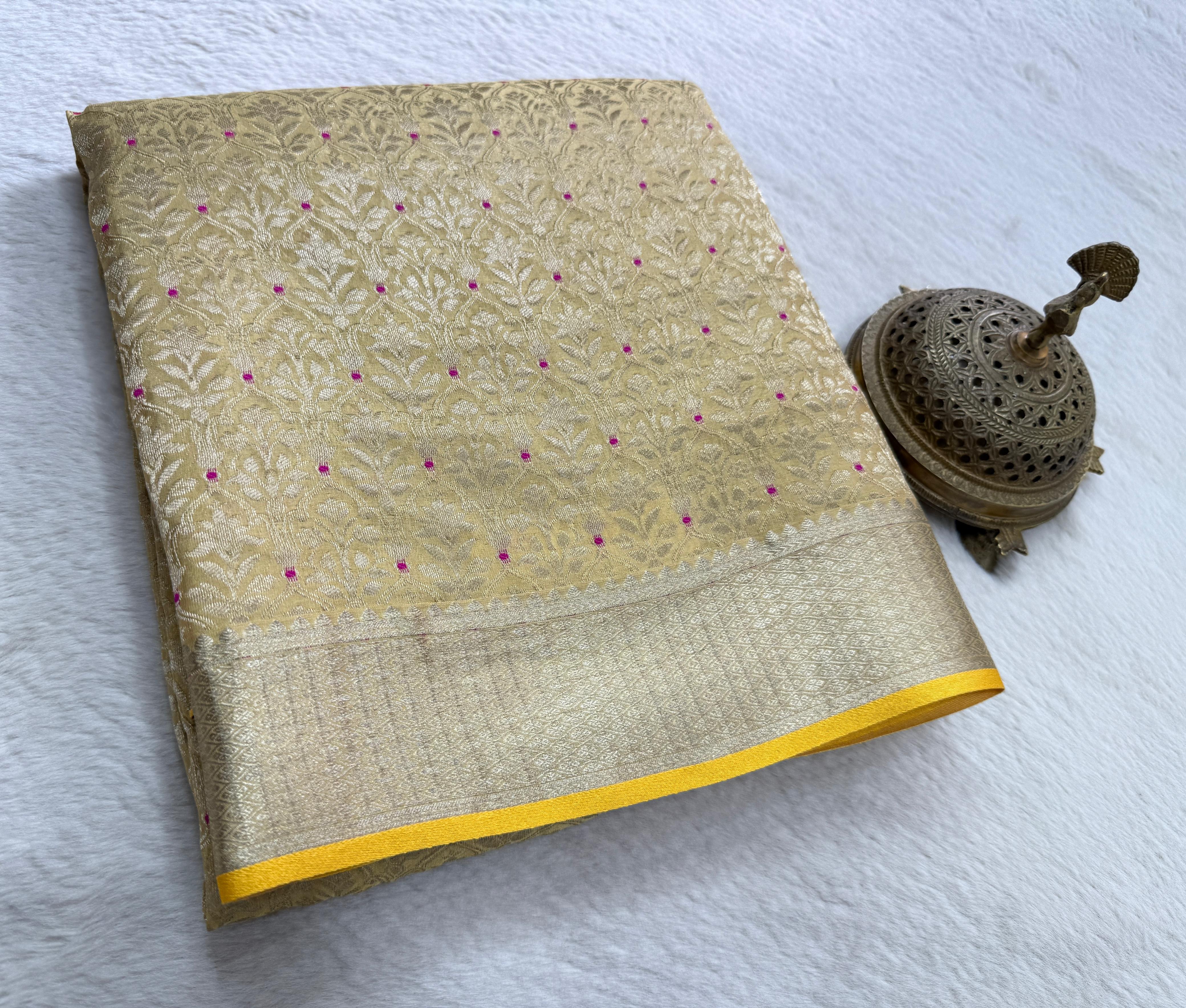 Regal Brocade Mysore Silk Saree | Silk Mark Certified Floral Zari Weaving | Rich Pallu | Premium Wedding & Festive Saree