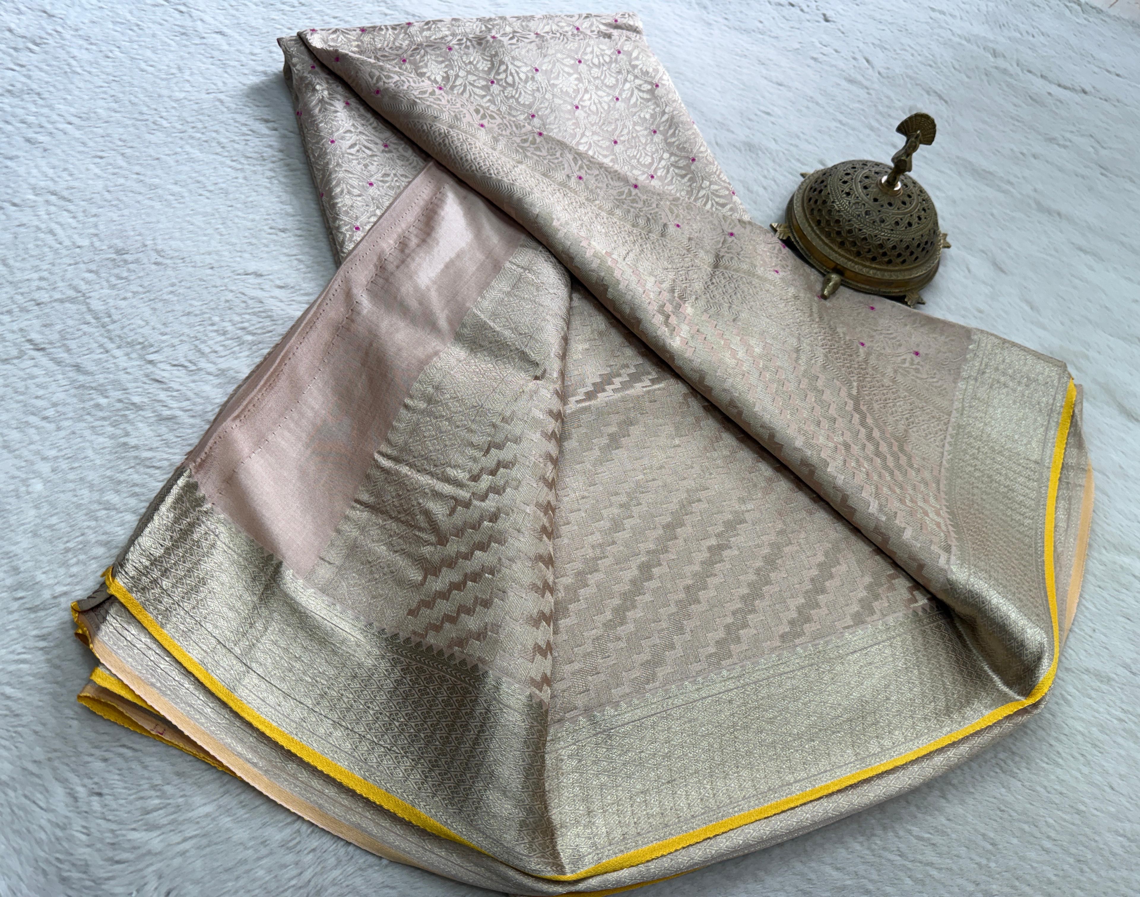 Regal Brocade Mysore Silk Saree | Silk Mark Certified Floral Zari Weaving | Rich Pallu | Premium Wedding & Festive Saree