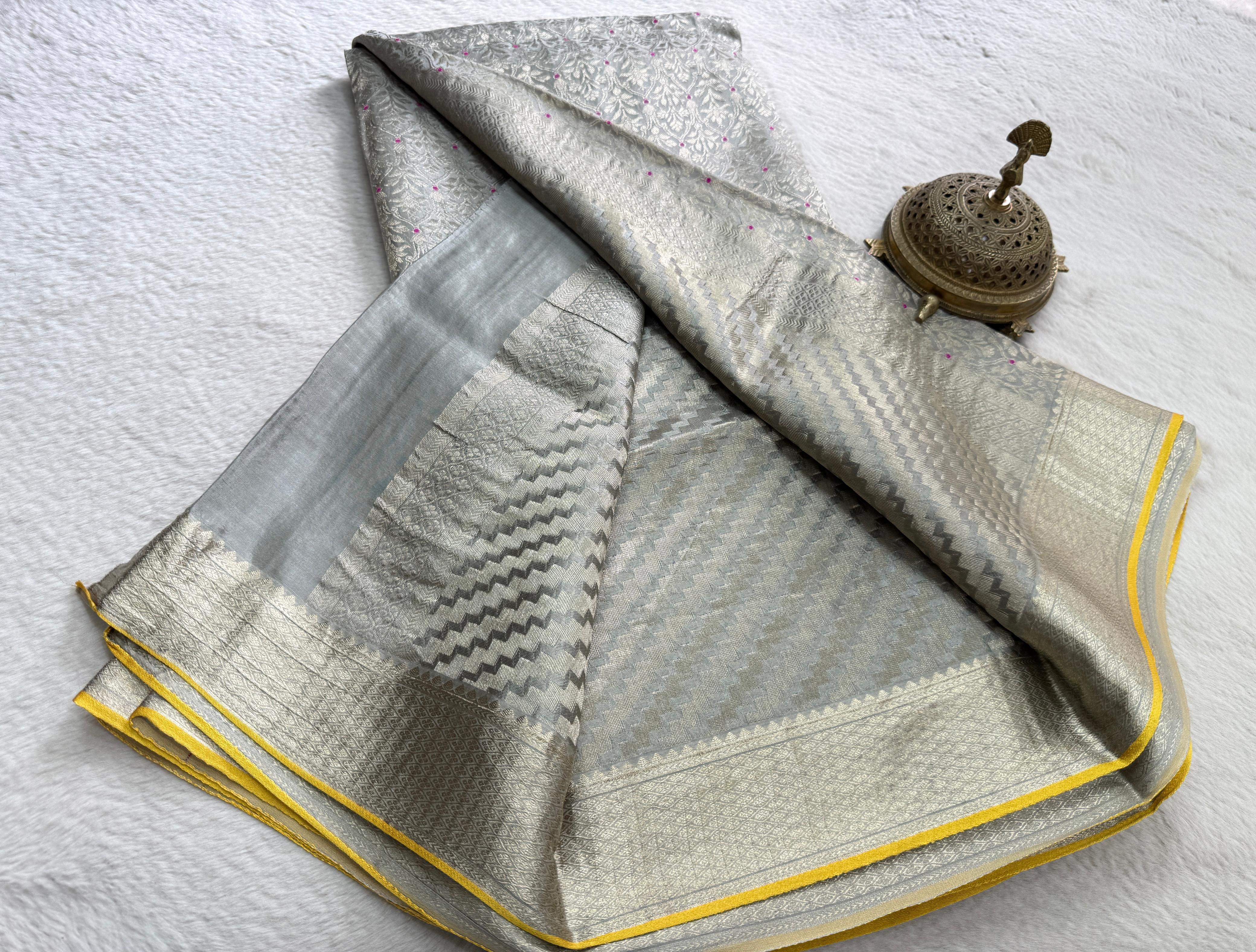 Regal Brocade Mysore Silk Saree | Silk Mark Certified Floral Zari Weaving | Rich Pallu | Premium Wedding & Festive Saree