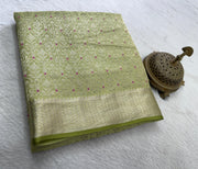 Pure Brocade Silk Saree with Floral Zari Weaving & Rich Pallu | 120 GSM