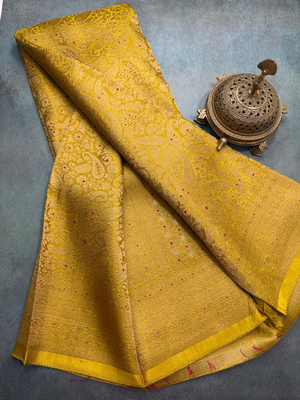Premium Crepe Brocade Saree with Rich Zari Weaving & Meenakari Work