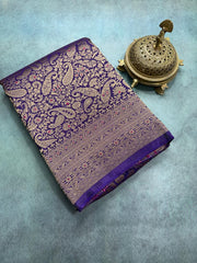 Premium Crepe Brocade Saree with Rich Zari Weaving & Meenakari Work