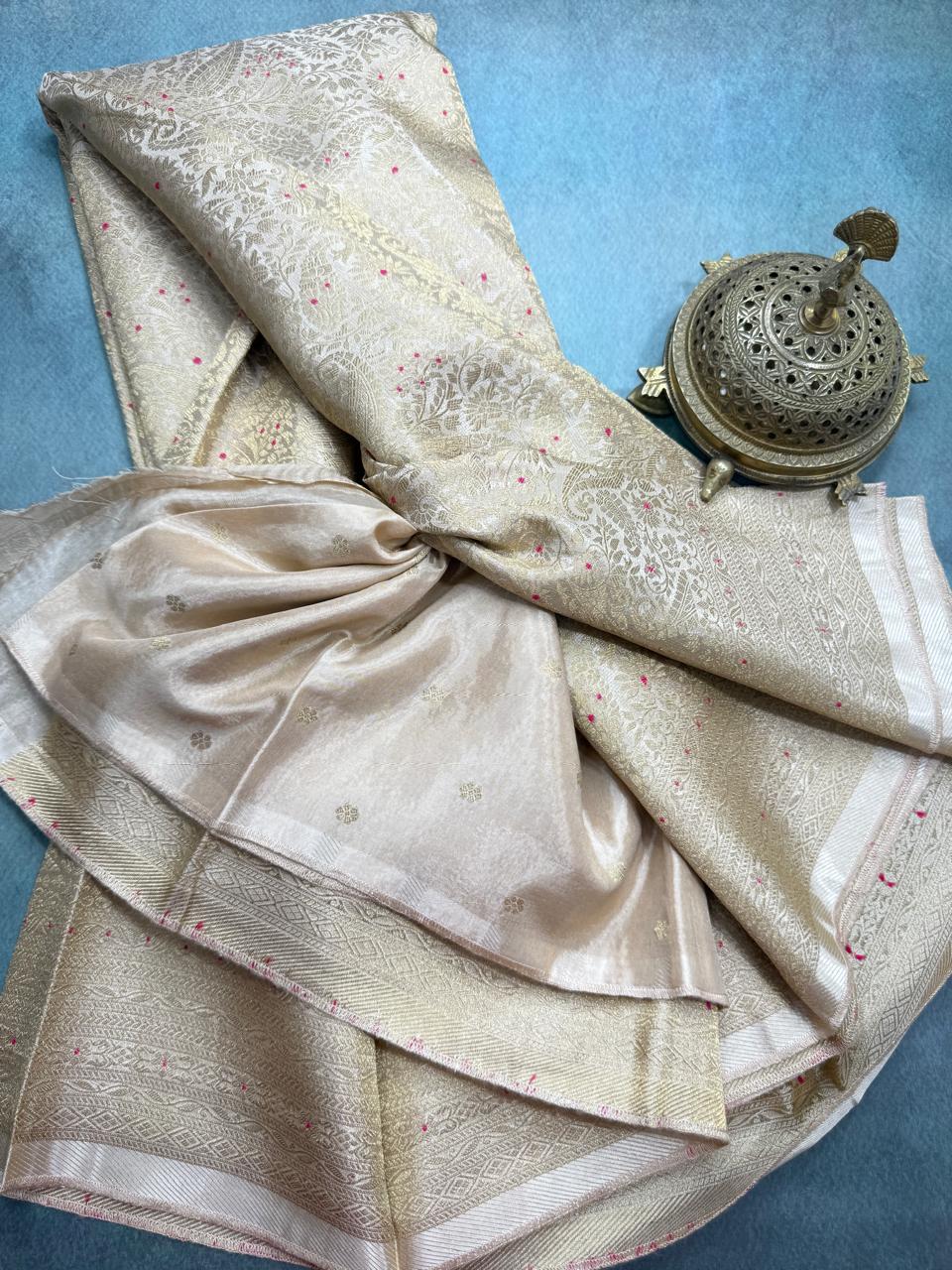 Premium Crepe Brocade Saree with Rich Zari Weaving & Meenakari Work