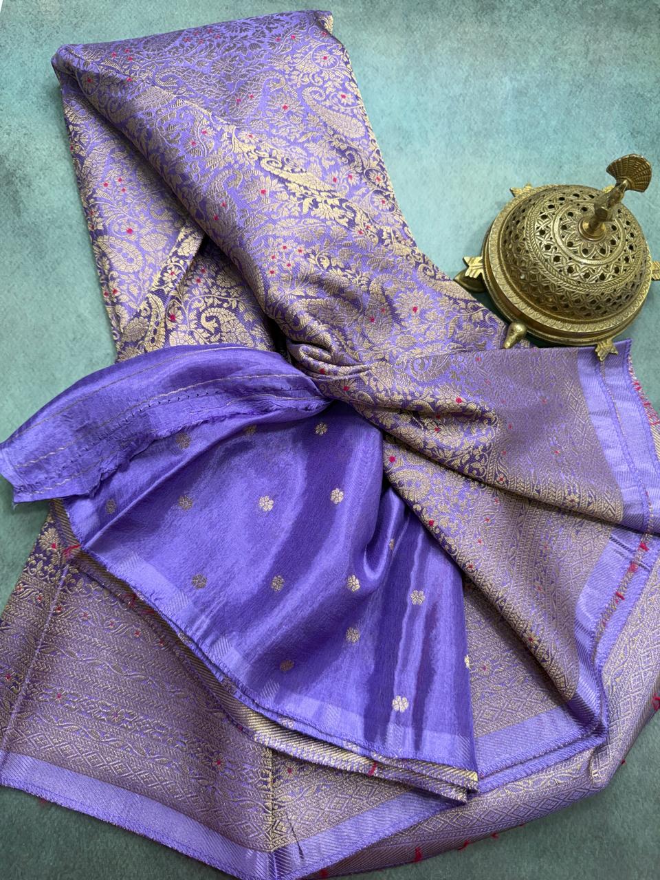 Premium Crepe Brocade Saree with Rich Zari Weaving & Meenakari Work