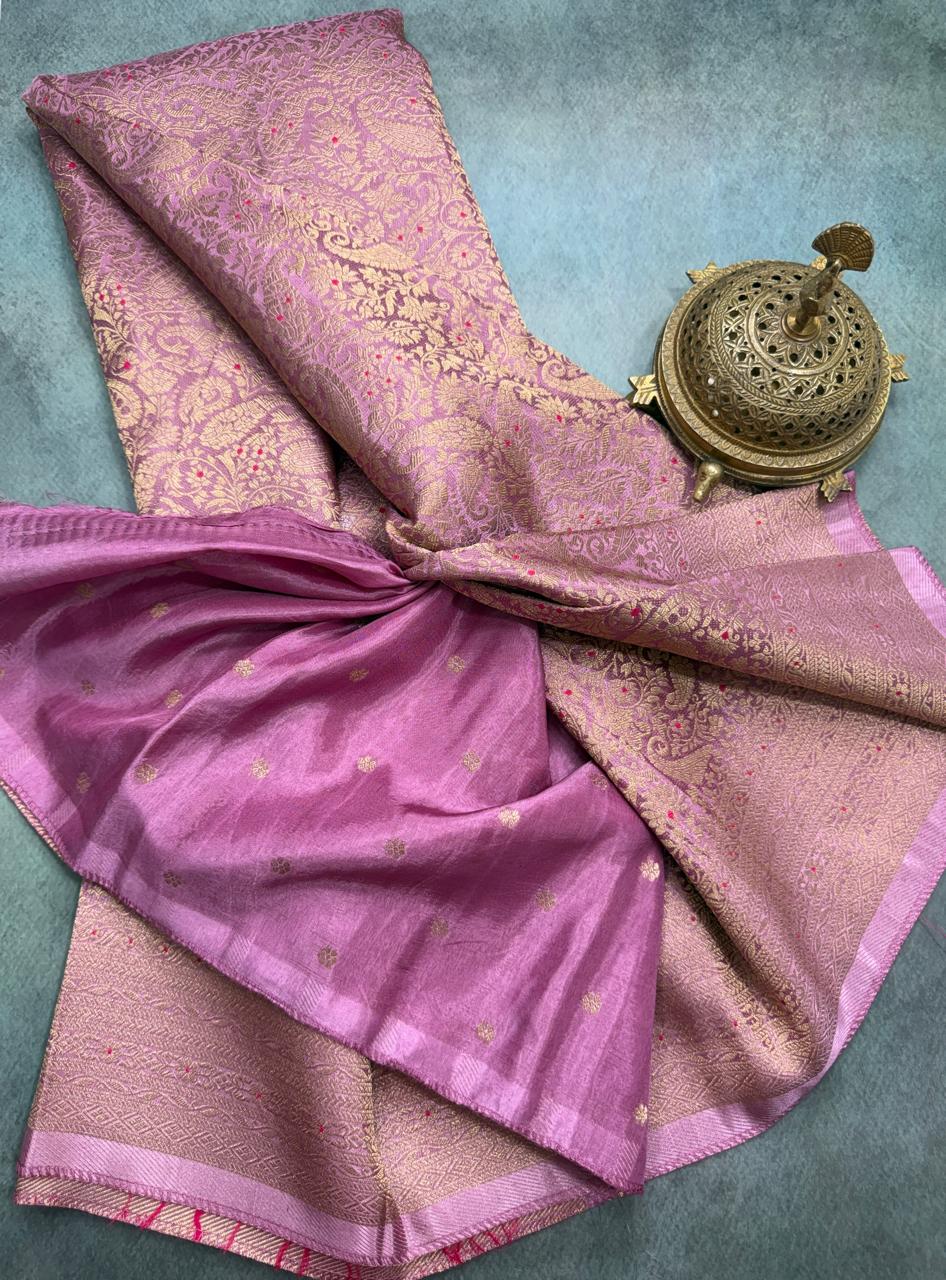 Premium Crepe Brocade Saree with Rich Zari Weaving & Meenakari Work