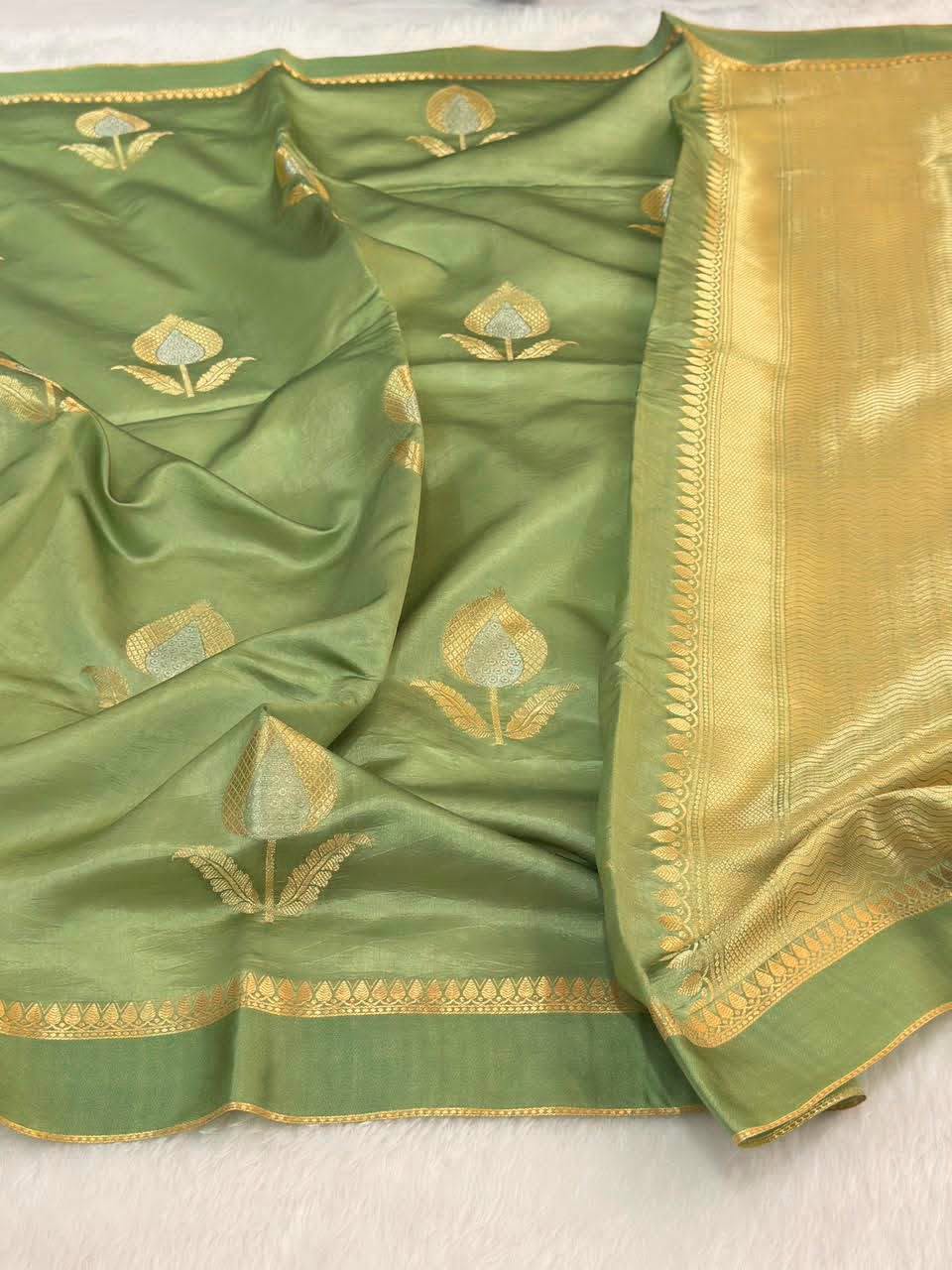 Pure Banaras Moonga Silk Saree – Raw Mango Style | Designer Traditional Saree