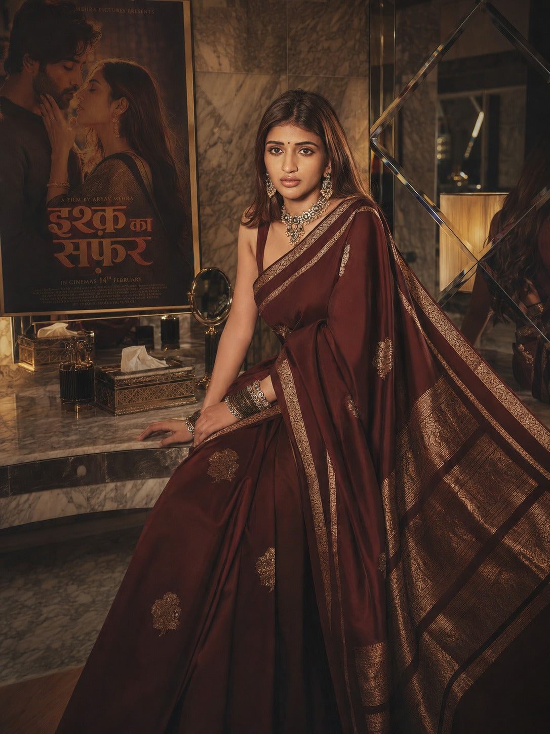 Emerald Dreams in Every Fold @sreeleela 🌱✨ | Soft Kanchipuram Silk Saree