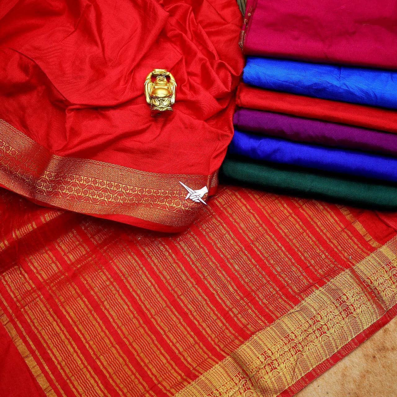 Traditional Mysore silk sarees in beautiful zari border