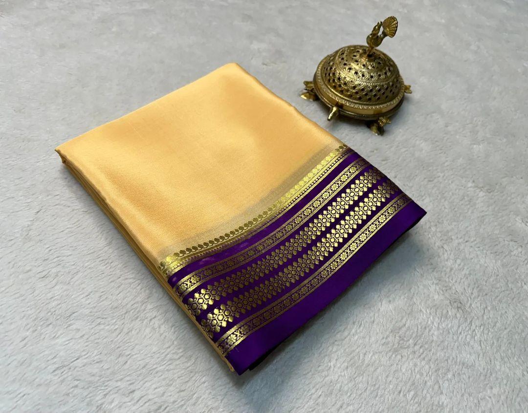 Cultural Charm: Pure Mysore Silk with Artistic Contrasts