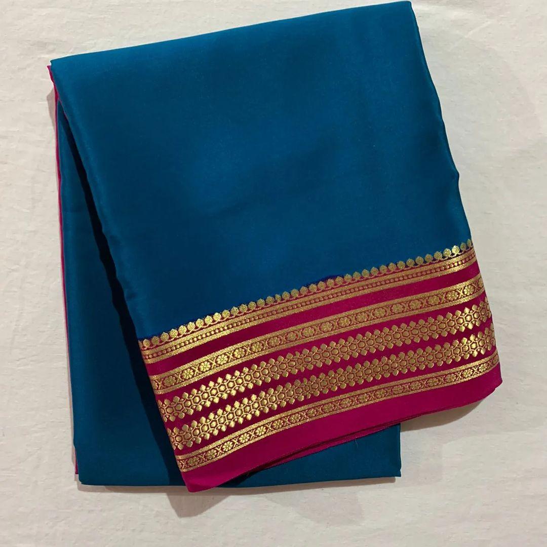 Regal Reflections: Pure Mysore Silk with Royal Borders