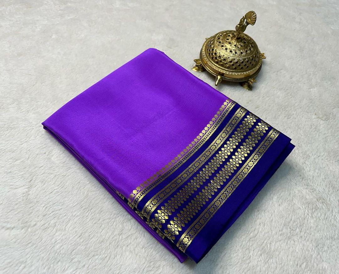 Cultural Charm: Pure Mysore Silk with Artistic Contrasts