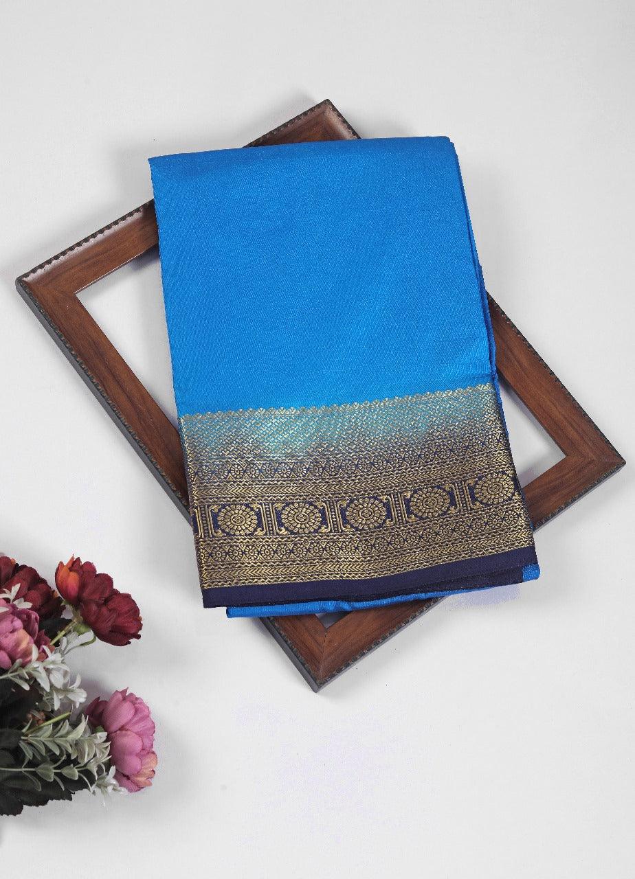 Pure Mysore Silk Sarees: Where Tradition Meets Luxury in Sky blue