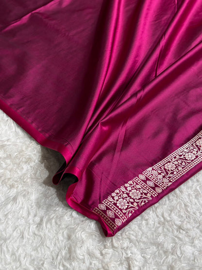 Banarasi Floral Border Mashru Silk Saree Black | Rupa Sona Jacquard Saree